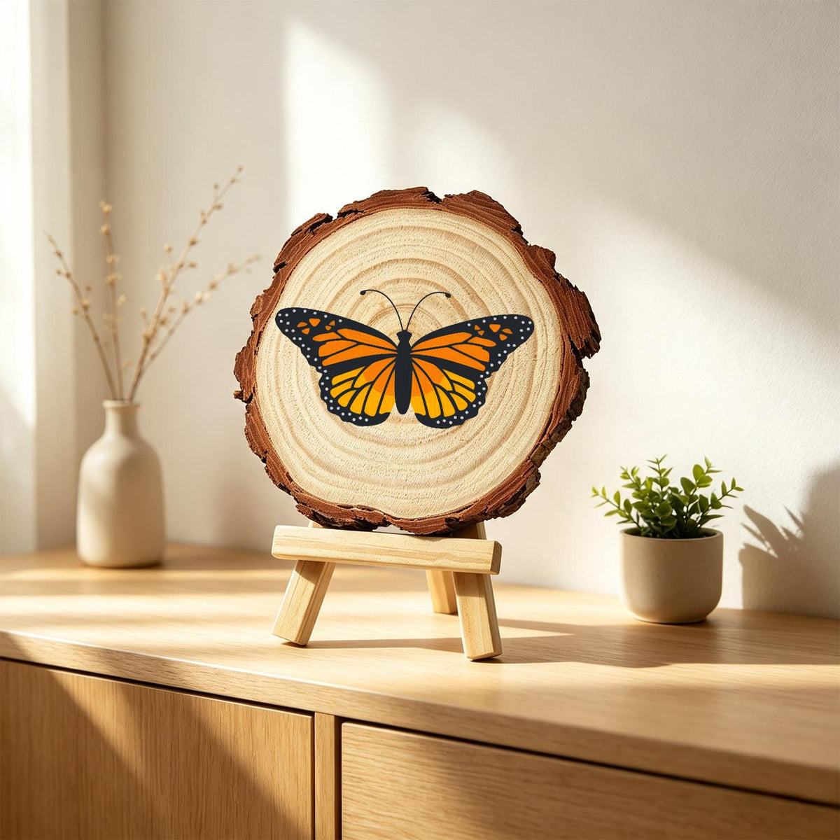 Bright Orange Monarch paint by numbers wood slice – image 23