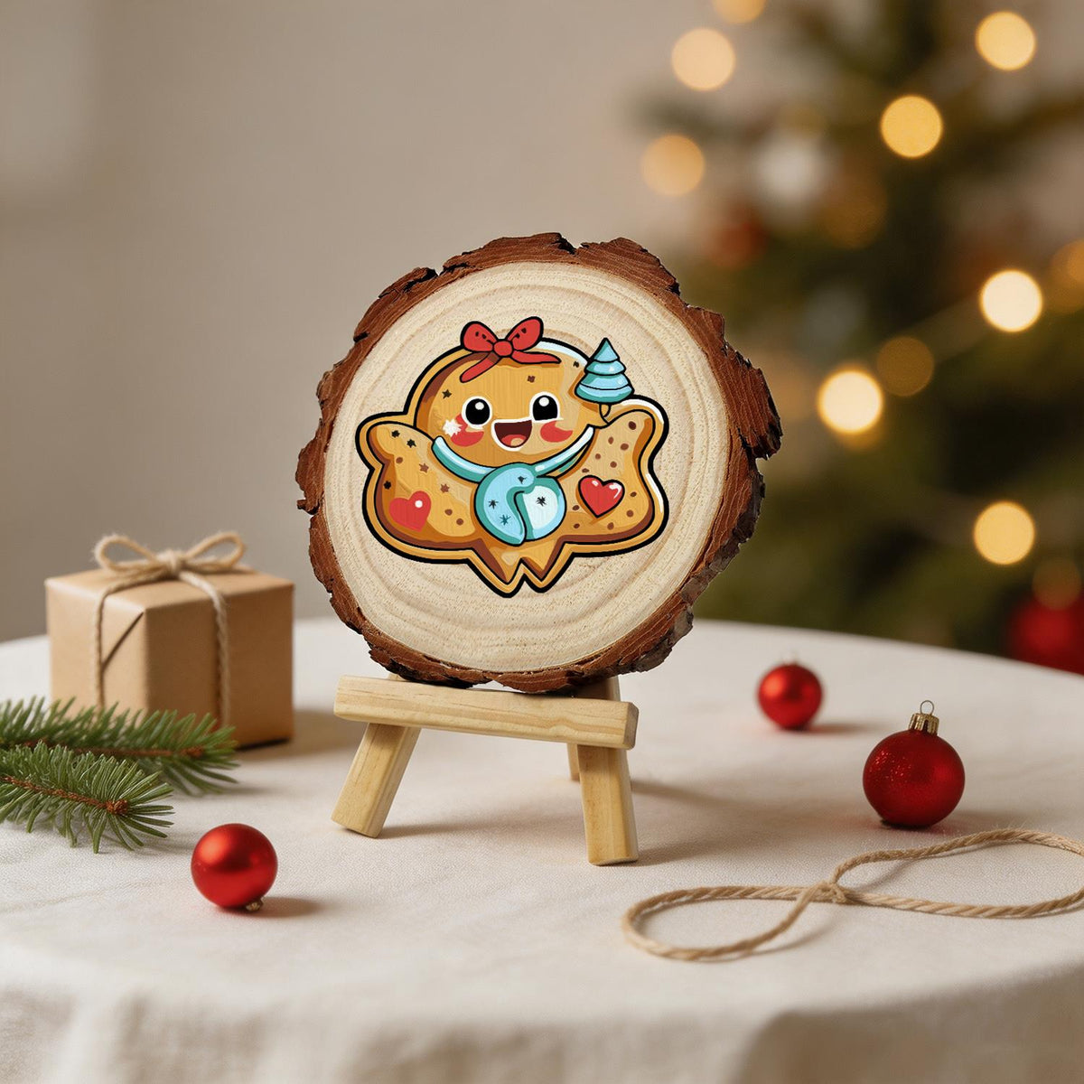 Gingerbread Sweetheart Cookie paint by numbers wood slice – image 24