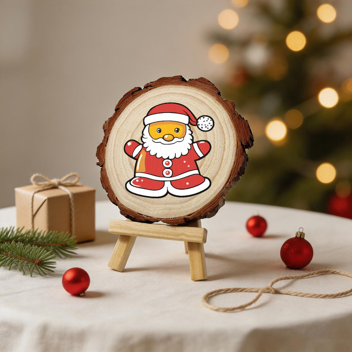 Santa Ready for a Hug paint by numbers wood slice – image 24