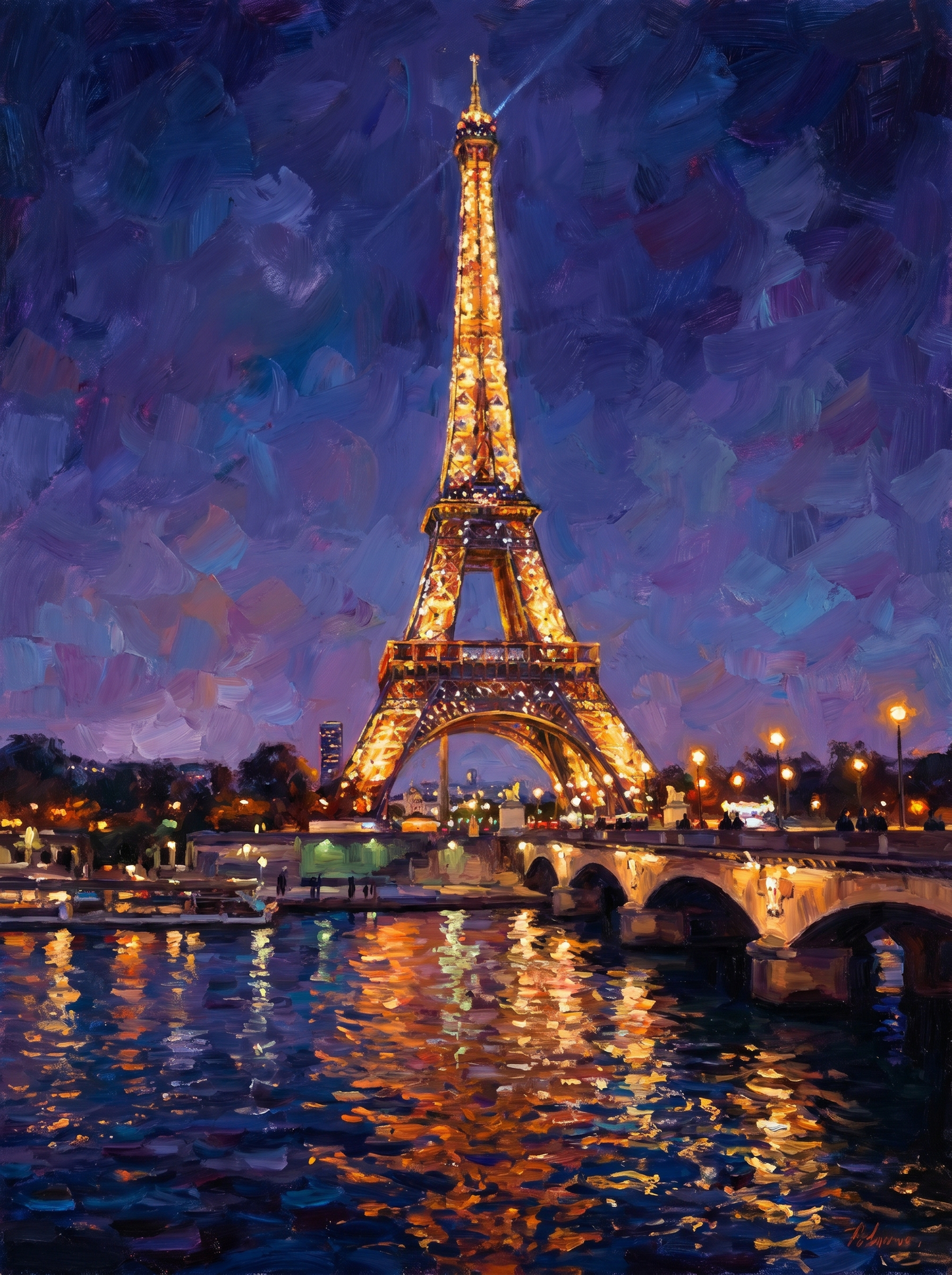 Paris Eiffel Sparkle Night (150 Color Diamond Painting)