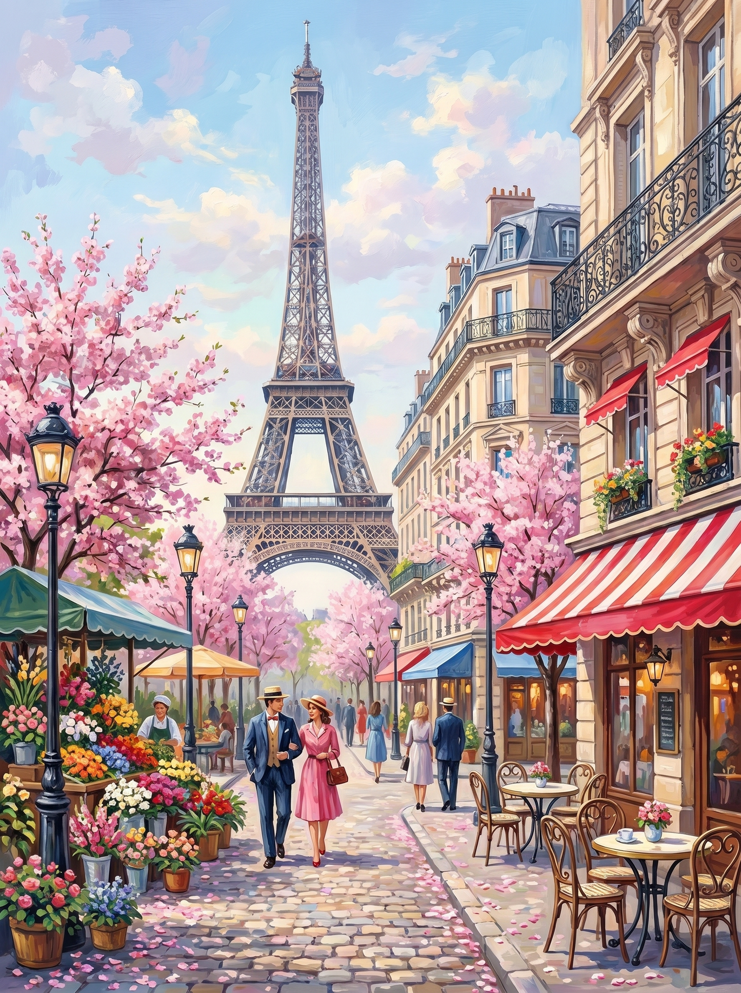 Paris Eiffel Spring (150 Color Diamond Painting)