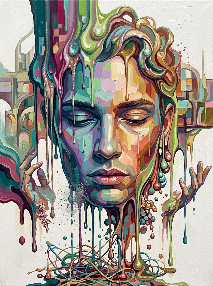 Pastel Dripping Face Portrait (100 Color Diamond Painting) Diamond Painting kit