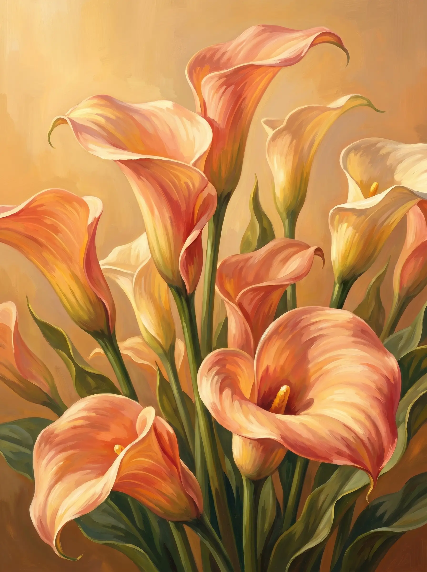 Peach Calla Lilies (Diamond Painting)