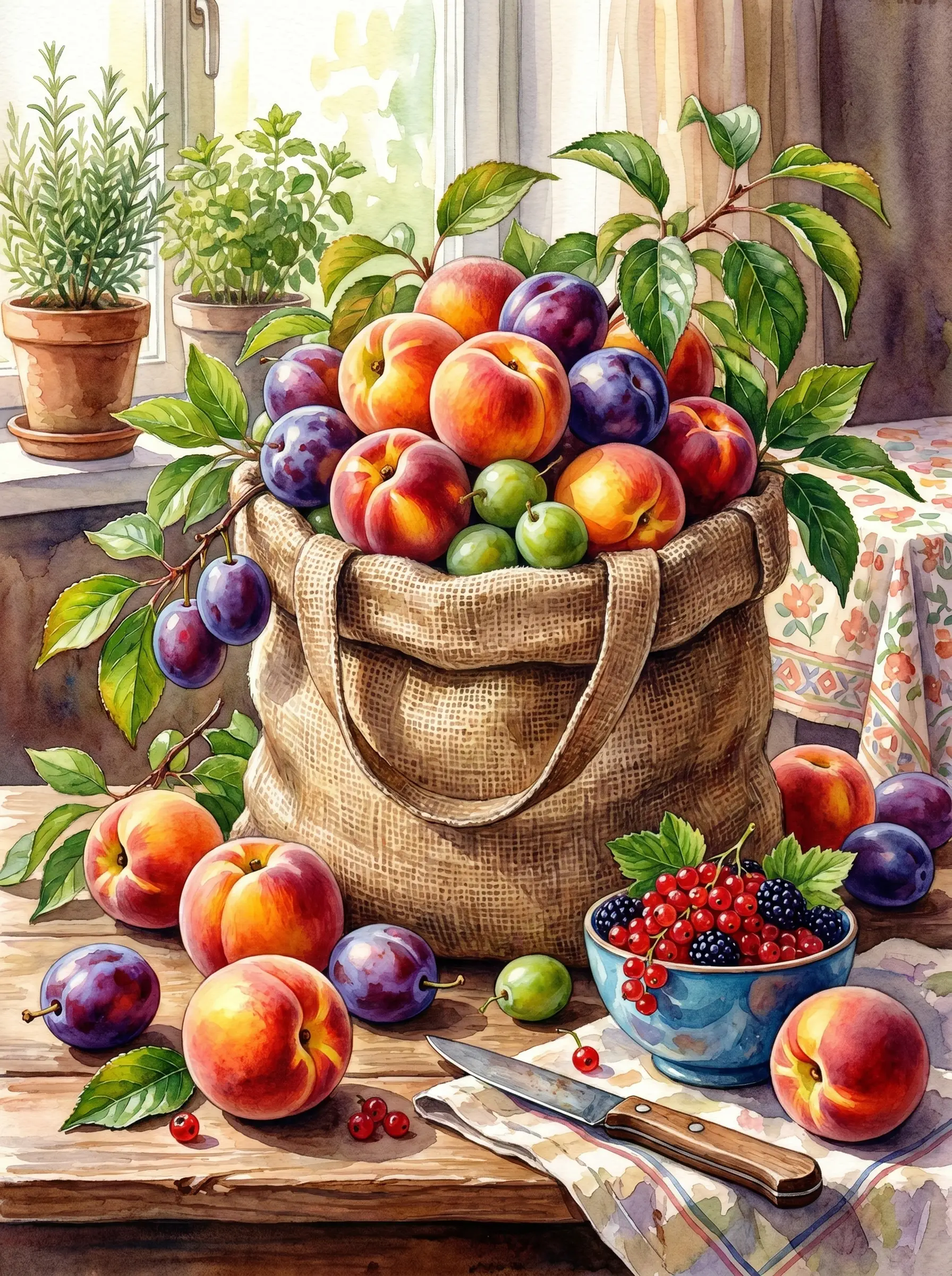 Peach Plum Still Life (Diamond Painting)