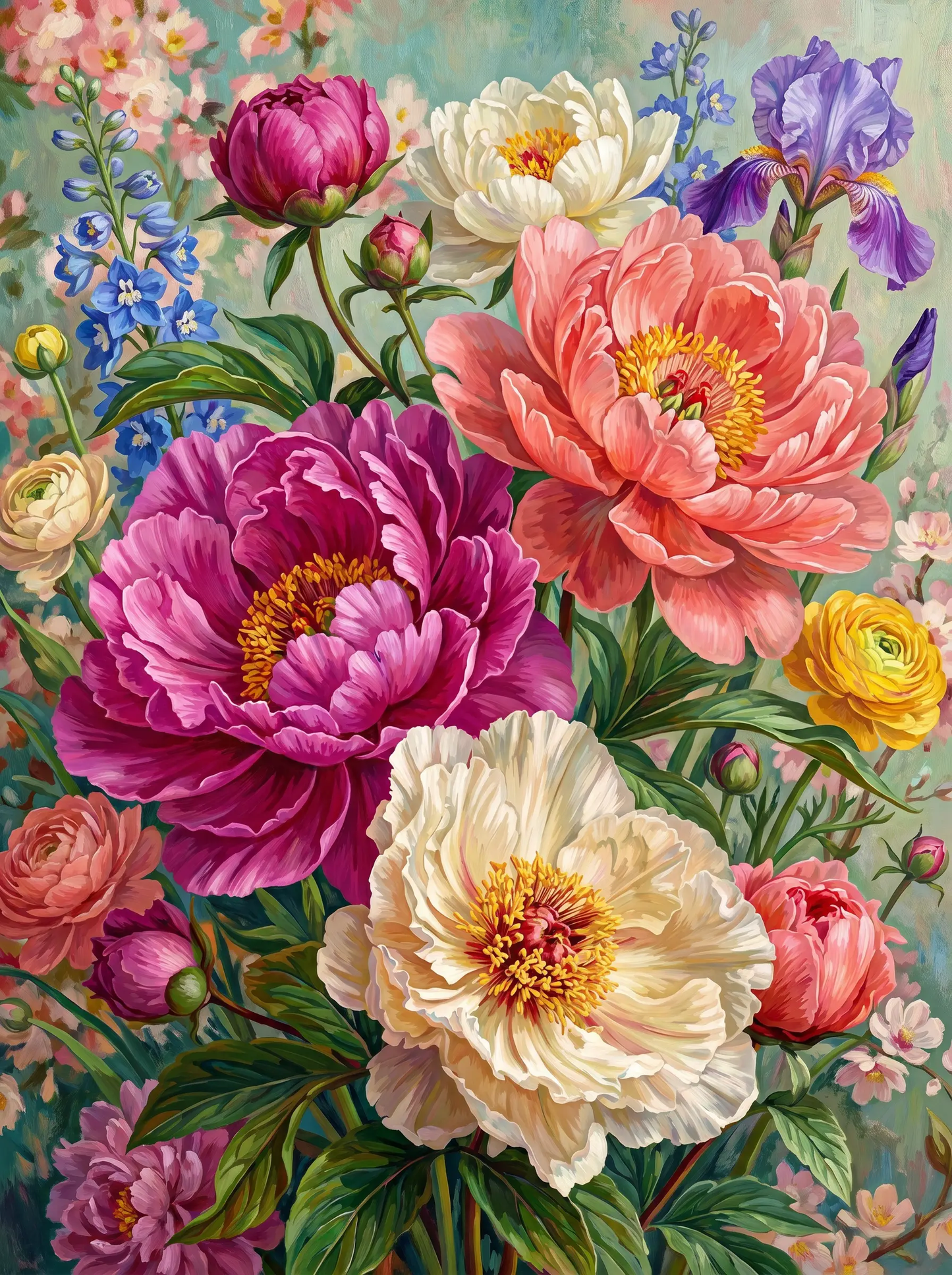 Peony Bouquet Pink Cream (Diamond Painting)