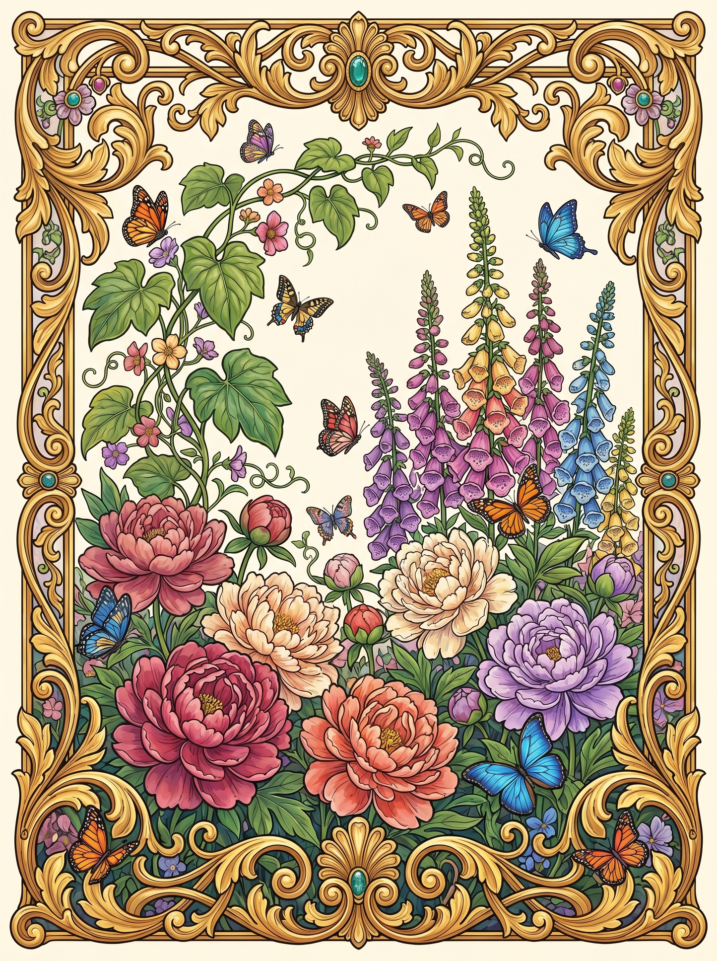 Peony Foxglove Butterfly Garden (80 Colors)
