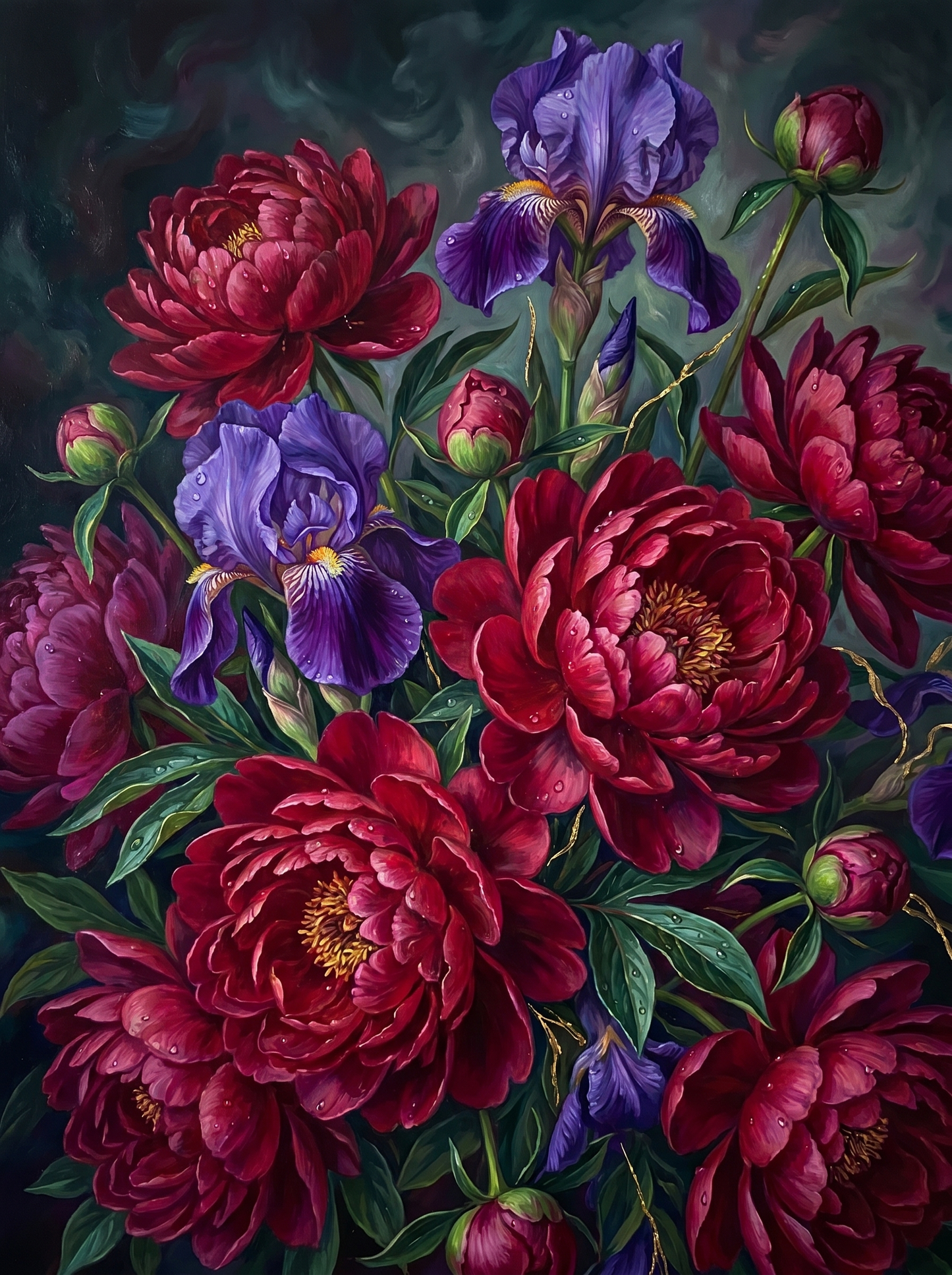 Peony Iris Pairing Dark (Diamond Painting)