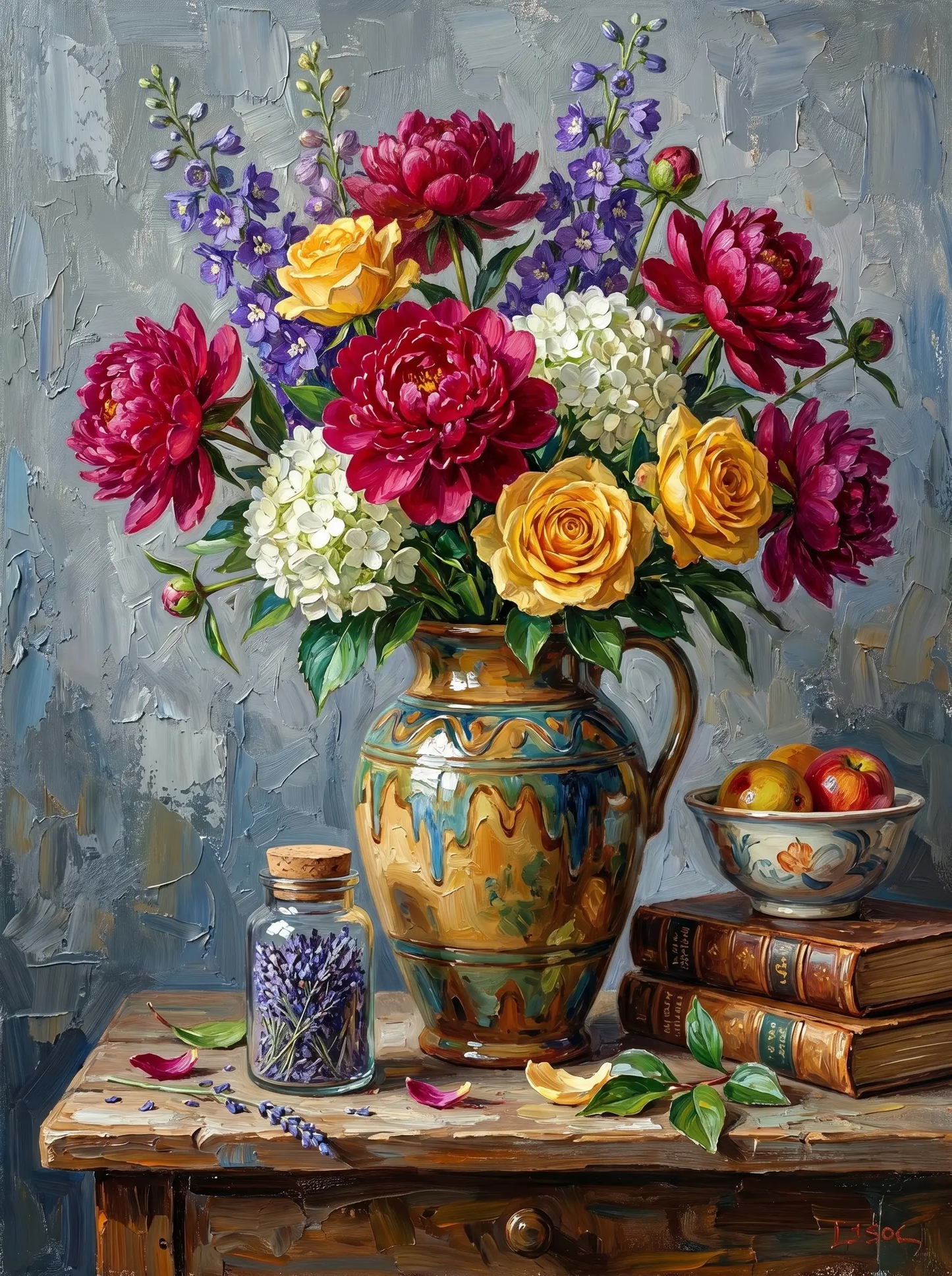 Peony Yellow Rose Ceramic Jug (Diamond Painting)
