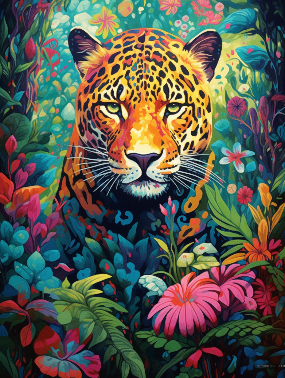 Leopard in Bloom (Diamond Painting) Diamond Painting kit