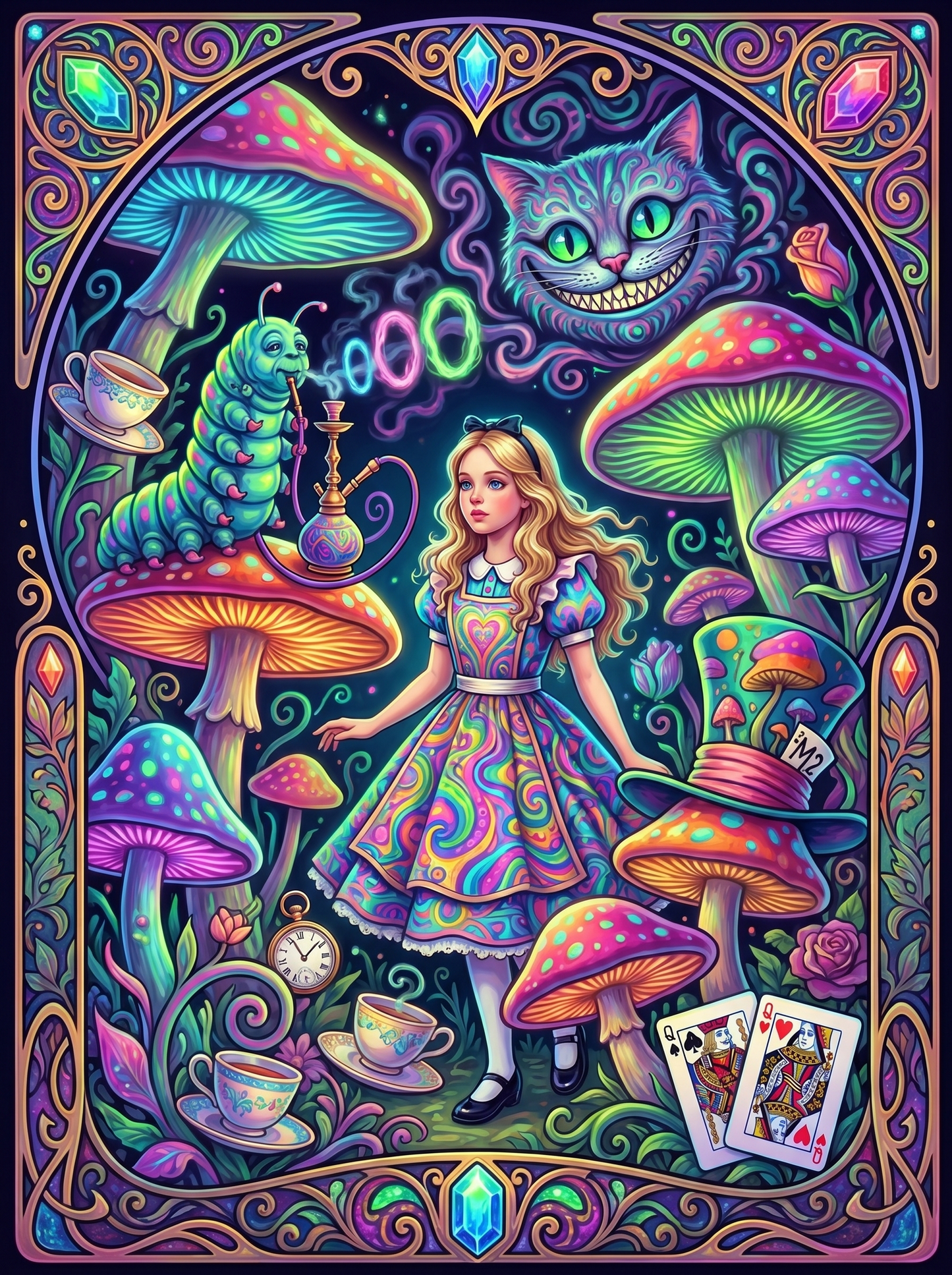 Psychedelic Cheshire Mushrooms (150 Color Diamond Painting)