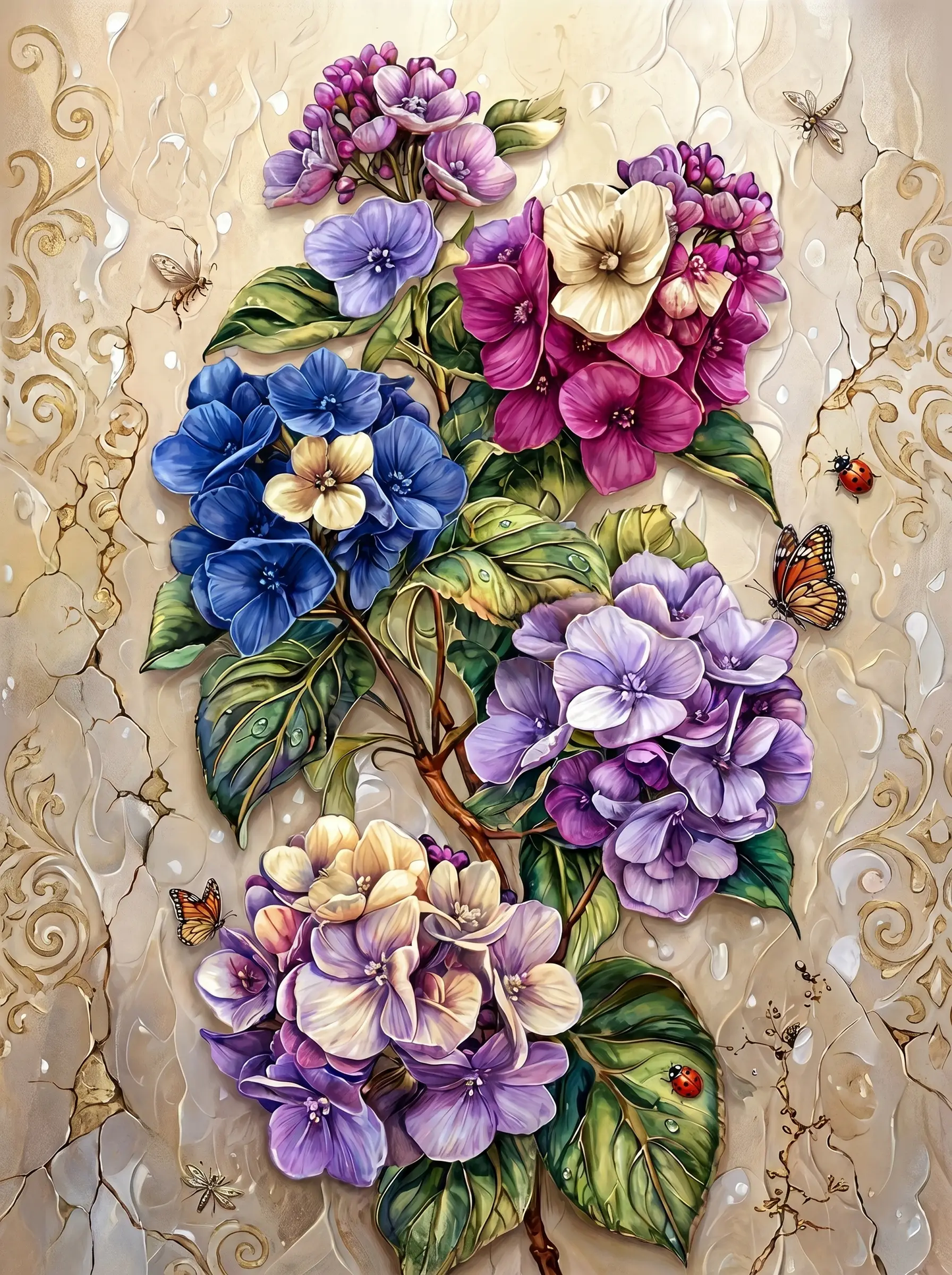 Purple Hydrangea Butterflies (Diamond Painting)