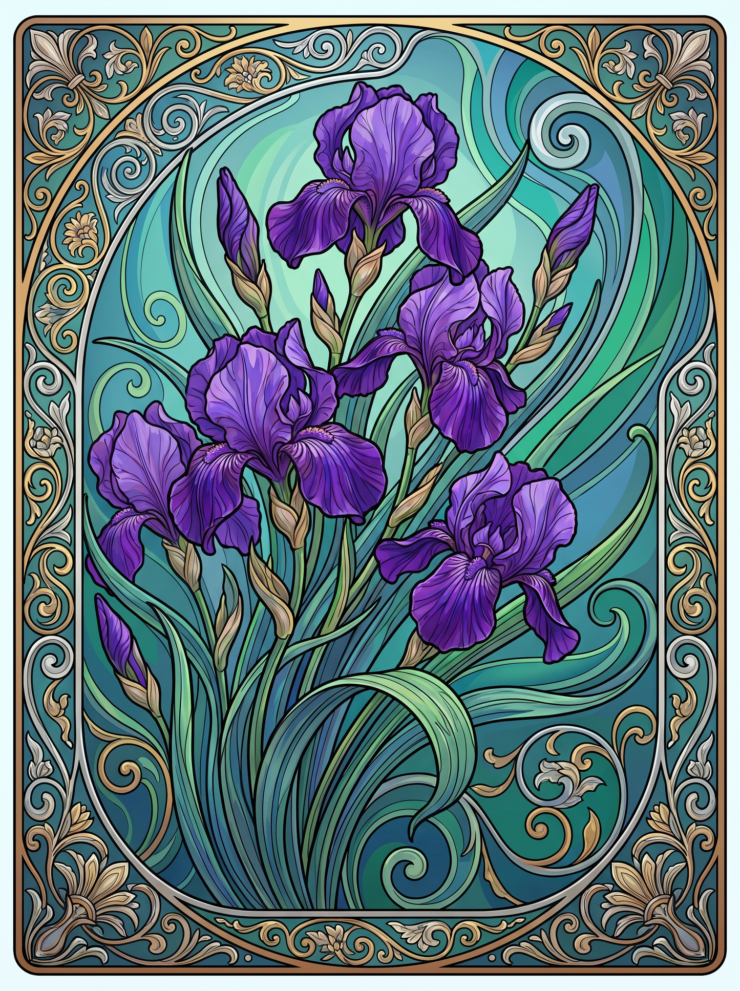 Purple Iris Floral Panel (80 Colors)