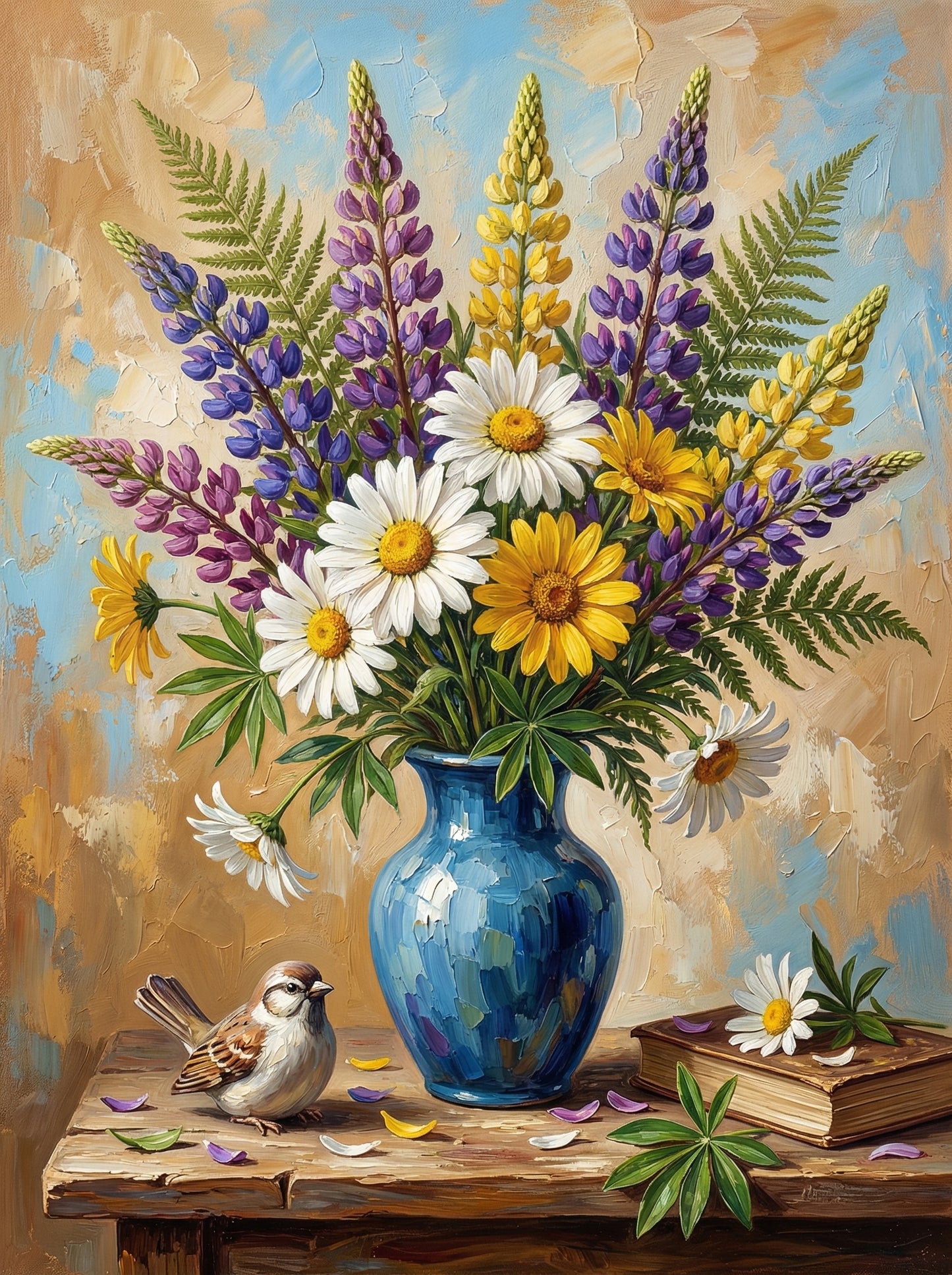 Purple Lupine Blue Vase (Diamond Painting) Diamond Painting kit