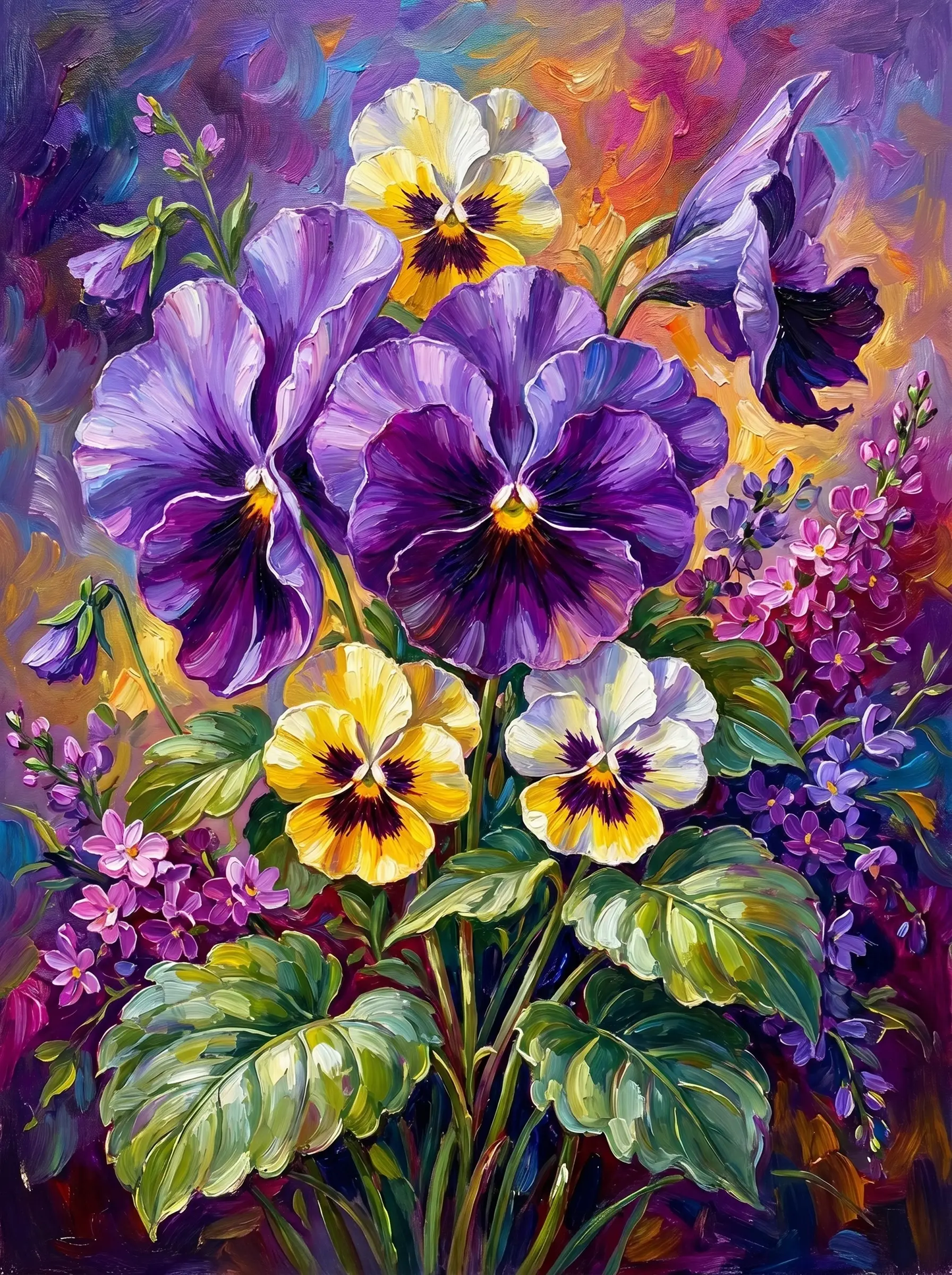 Purple Pansy Impasto Bloom (Diamond Painting)