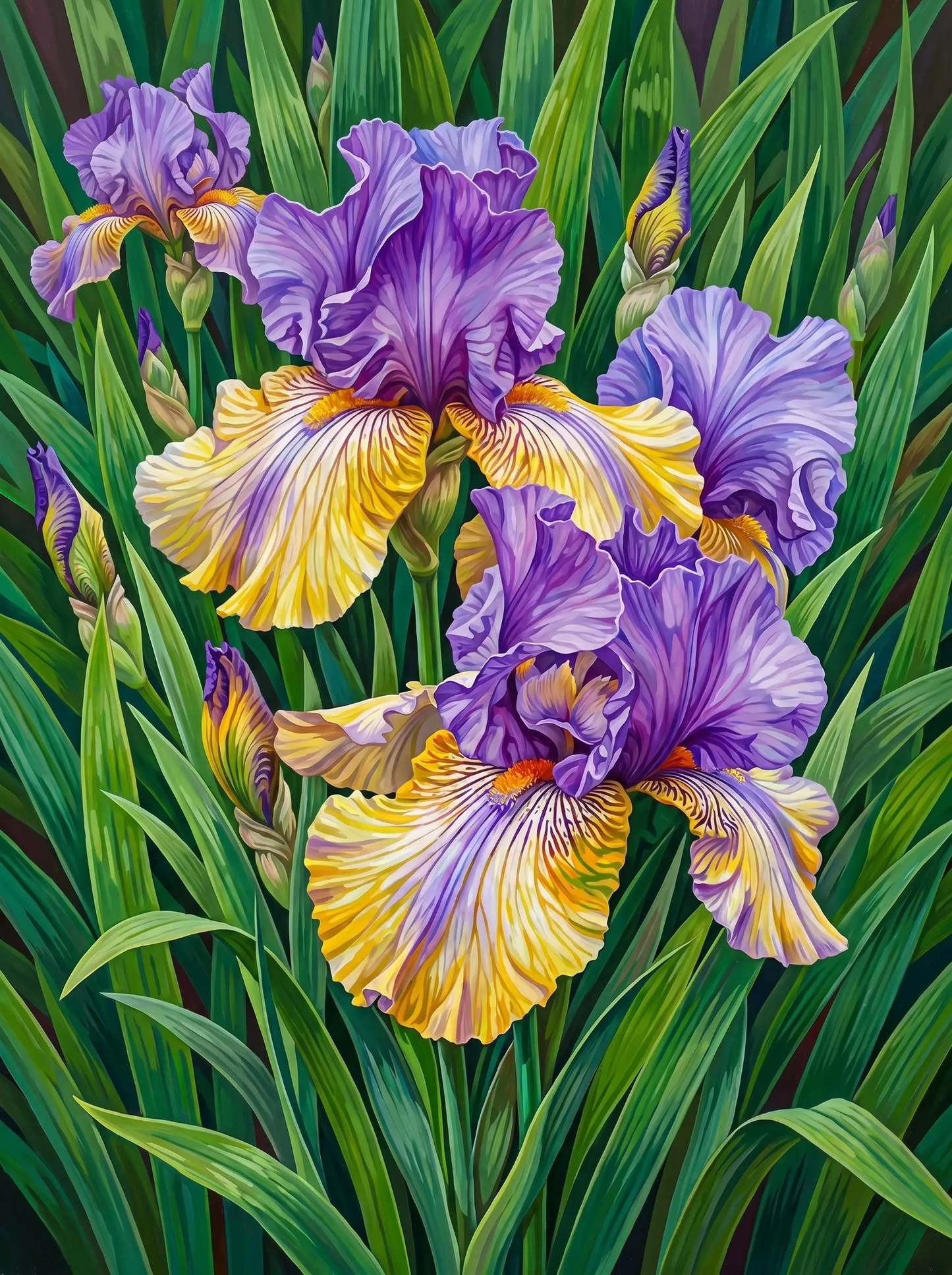 Purple Yellow Iris Field (Diamond Painting)
