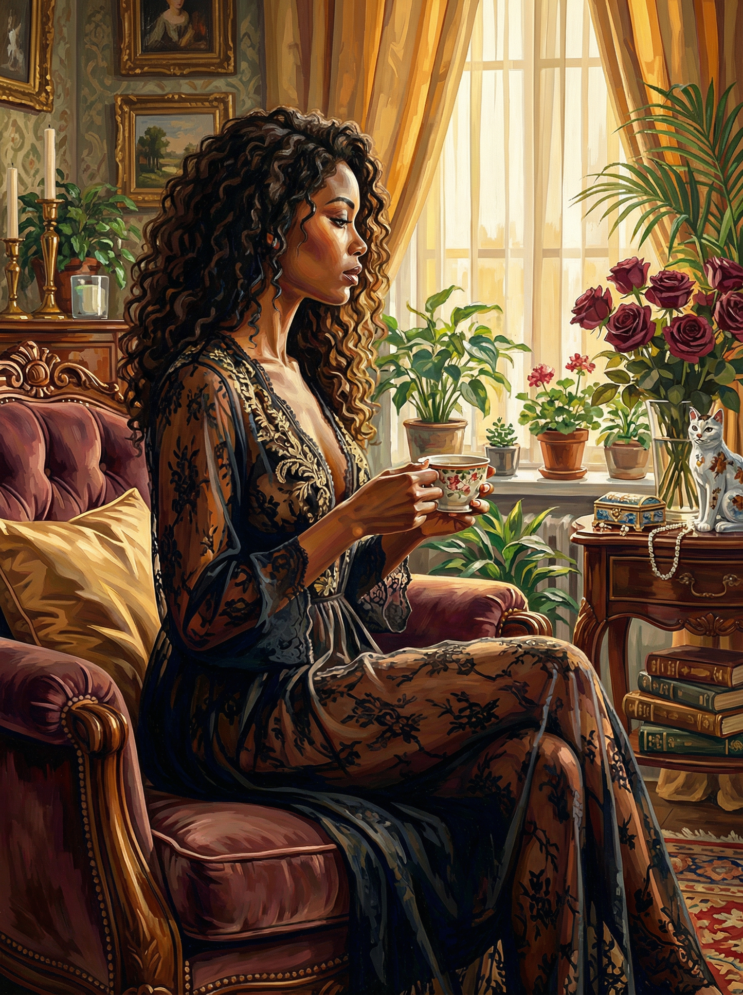 Black Lace Boudoir (100 Color Diamond Painting) Diamond Painting kit