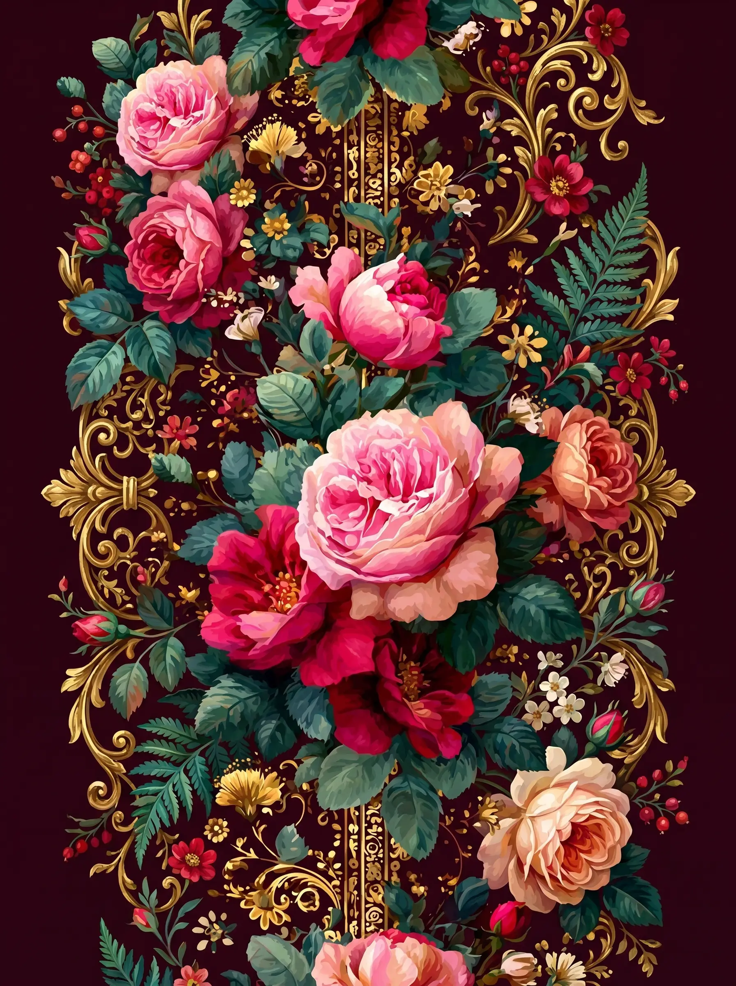 Rose Gold Baroque Damask (Diamond Painting)