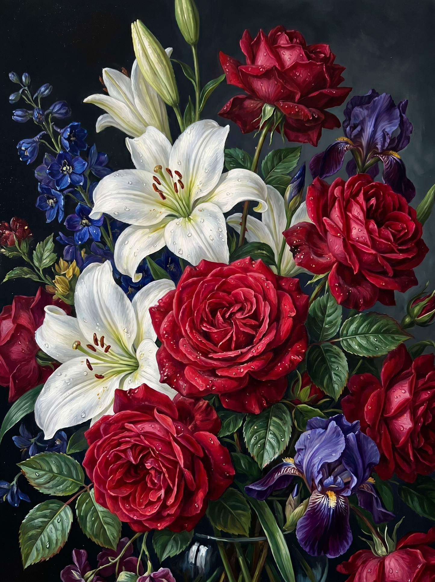 Roses Lilies Dark (Diamond Painting)