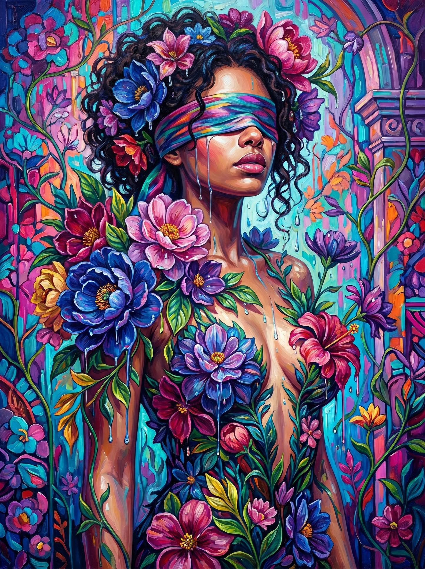 Covered in What She Felt (100 Color Diamond Painting)