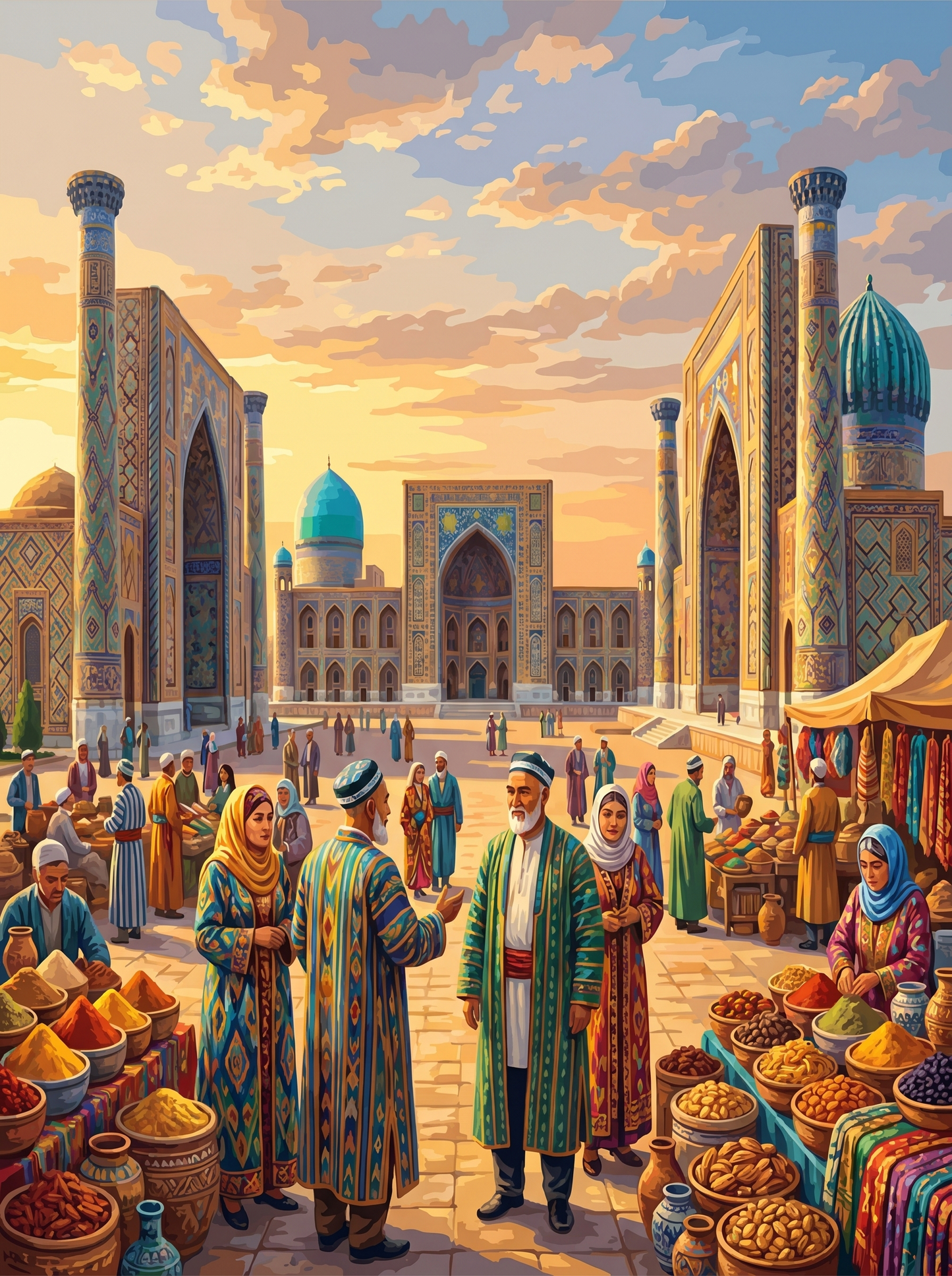 Samarkand Registan Evening (150 Color Diamond Painting)