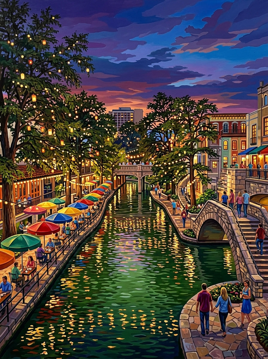 San Antonio Riverwalk Evening (150 Color Diamond Painting)