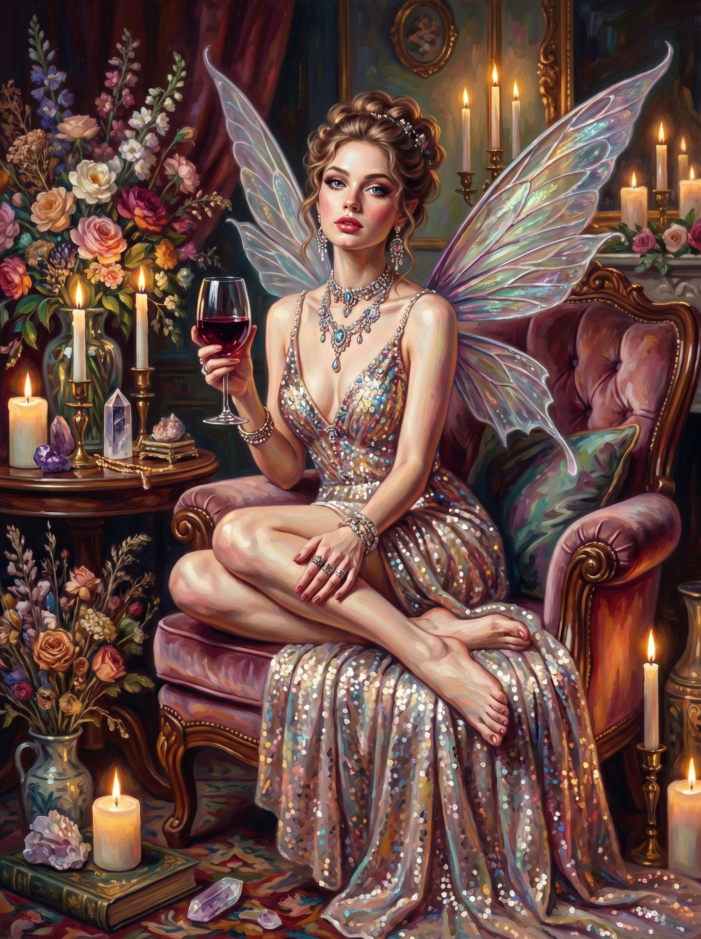 Sequin Gown Fairy Wine Candlelight (150 Color Diamond Painting)