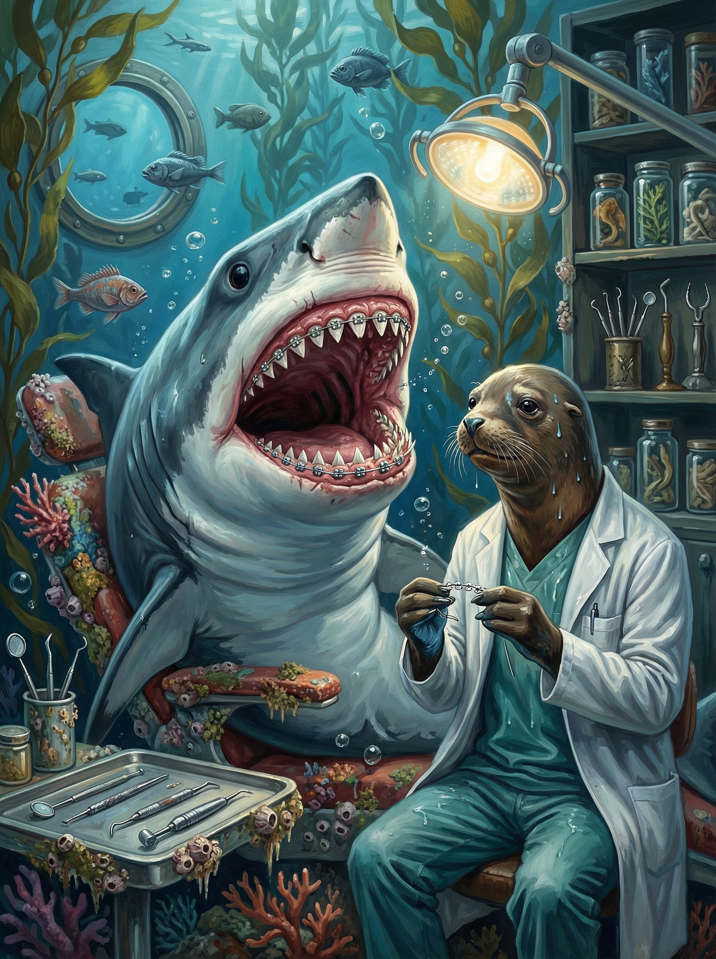 Shark at the Dentist (Diamond Painting) Diamond Painting kit