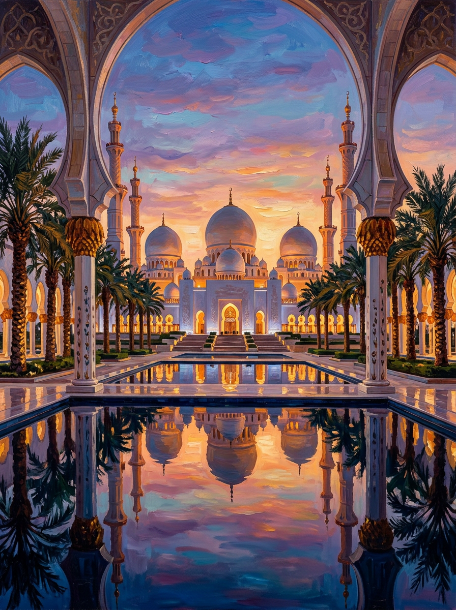 Sheikh Zayed Mosque Twilight (150 Color Diamond Painting)