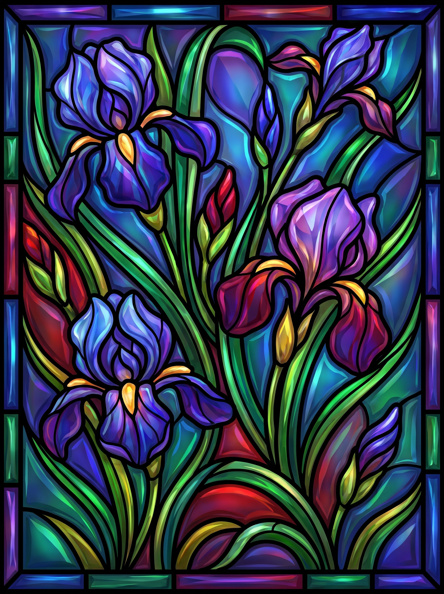 Stained Glass Irises (Diamond Painting)
