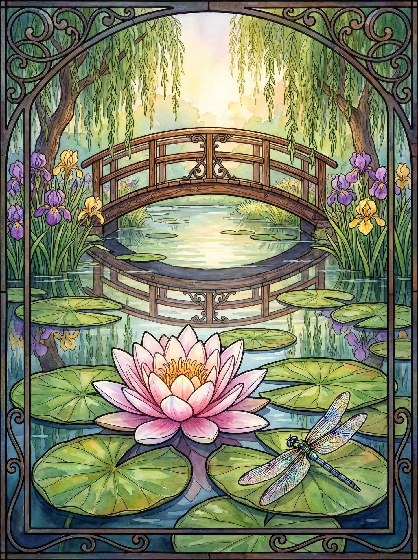 Stained Glass Waterlily (Diamond Painting)