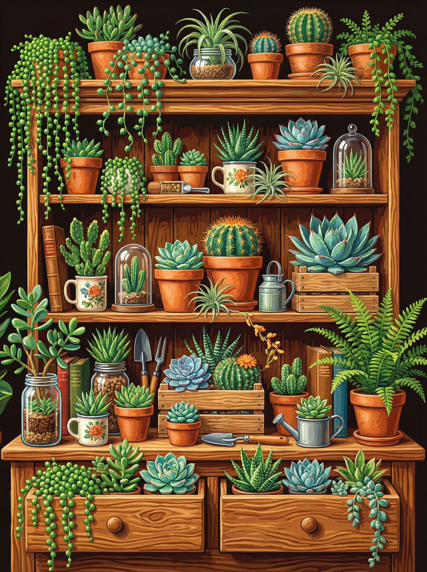 Succulent Garden Shelf (Diamond Painting) Diamond Painting kit