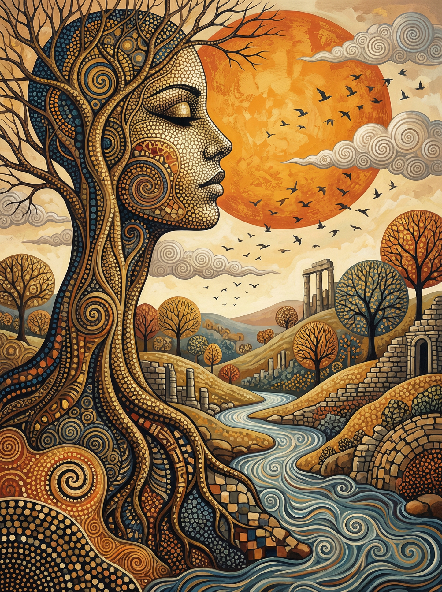 Sunset Landscape Woman