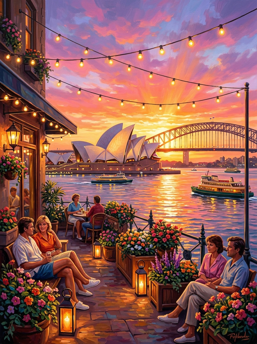 Sydney Harbour Sunset Clean (150 Color Diamond Painting)