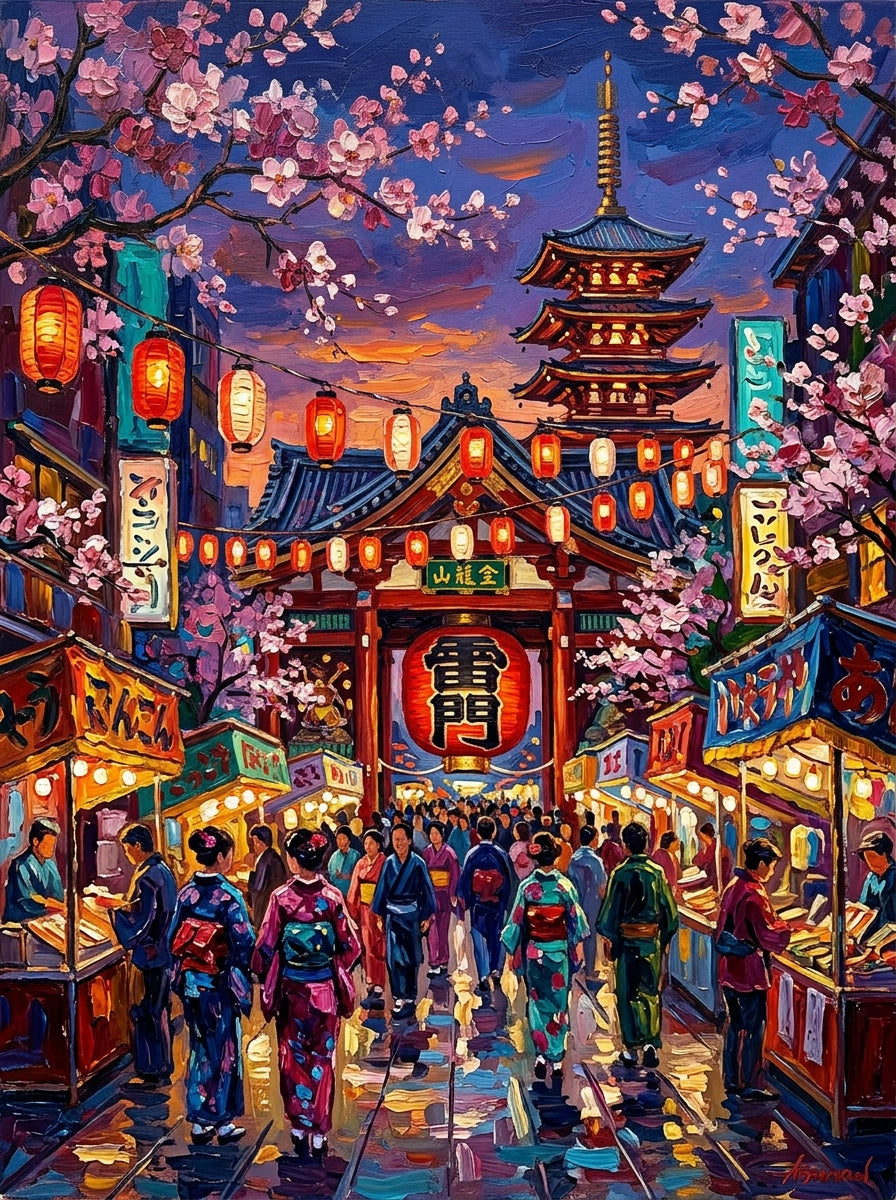 Tokyo Asakusa Festival Impasto (150 Color Diamond Painting)