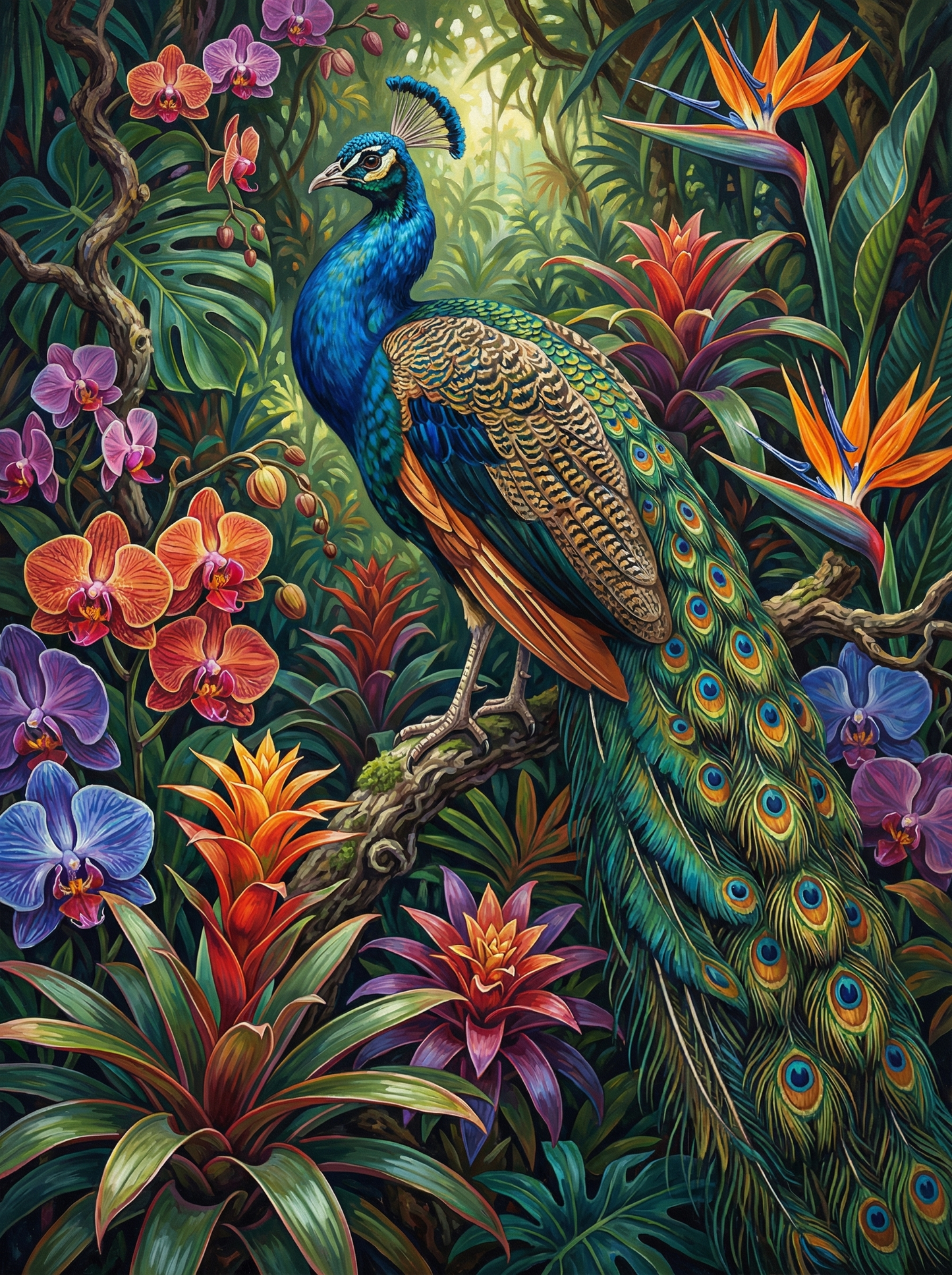 Tropical Peacock Paradise (100 Color Diamond Painting)