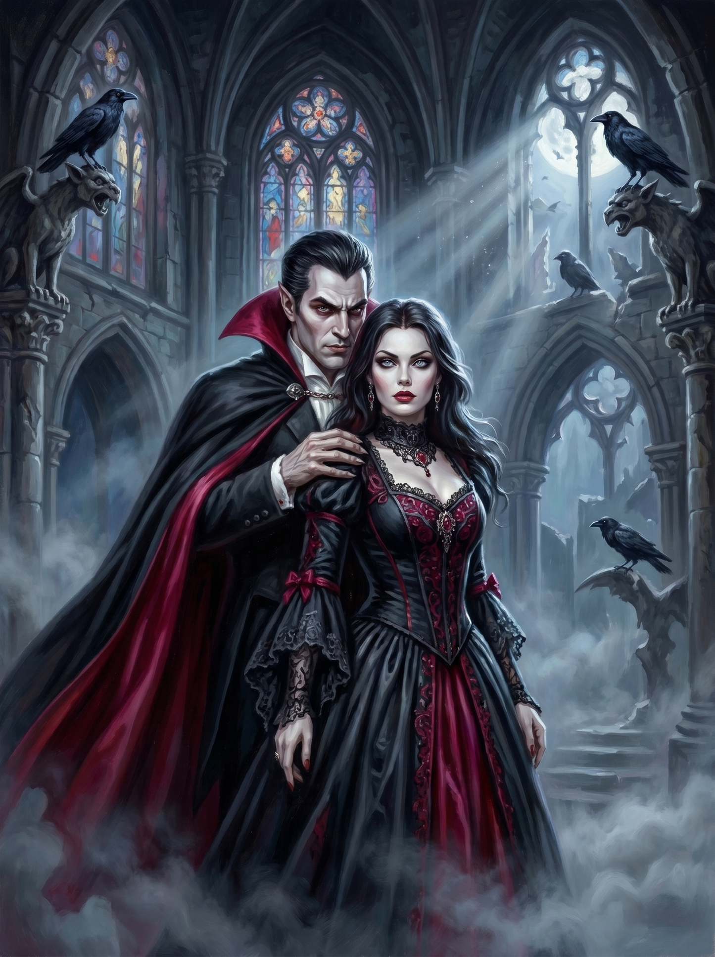 Vampire Couple Cathedral Ravens (80 Colors)