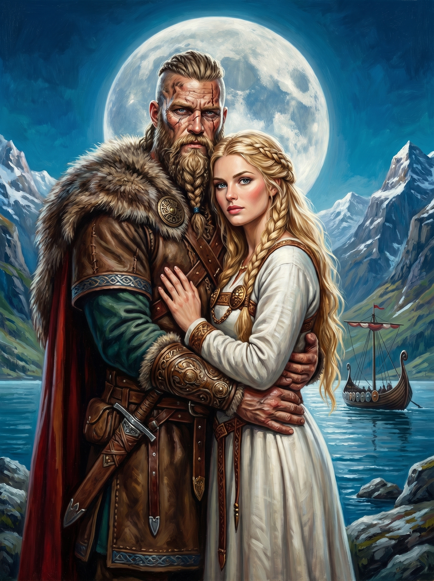 Viking Warrior Couple Moonlit (80 Colors)
