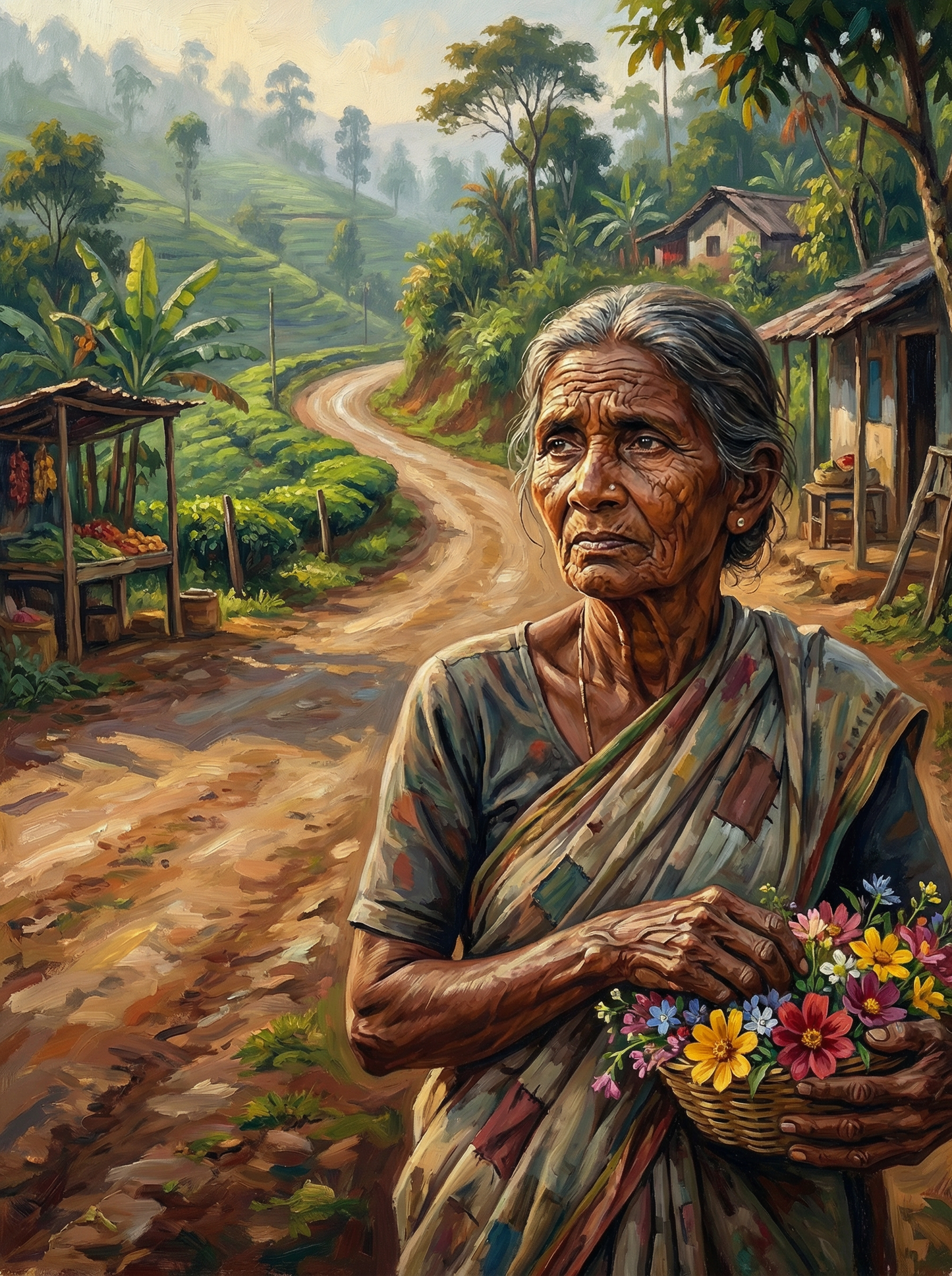 Village Path Flowers (Diamond Painting) Diamond Painting kit