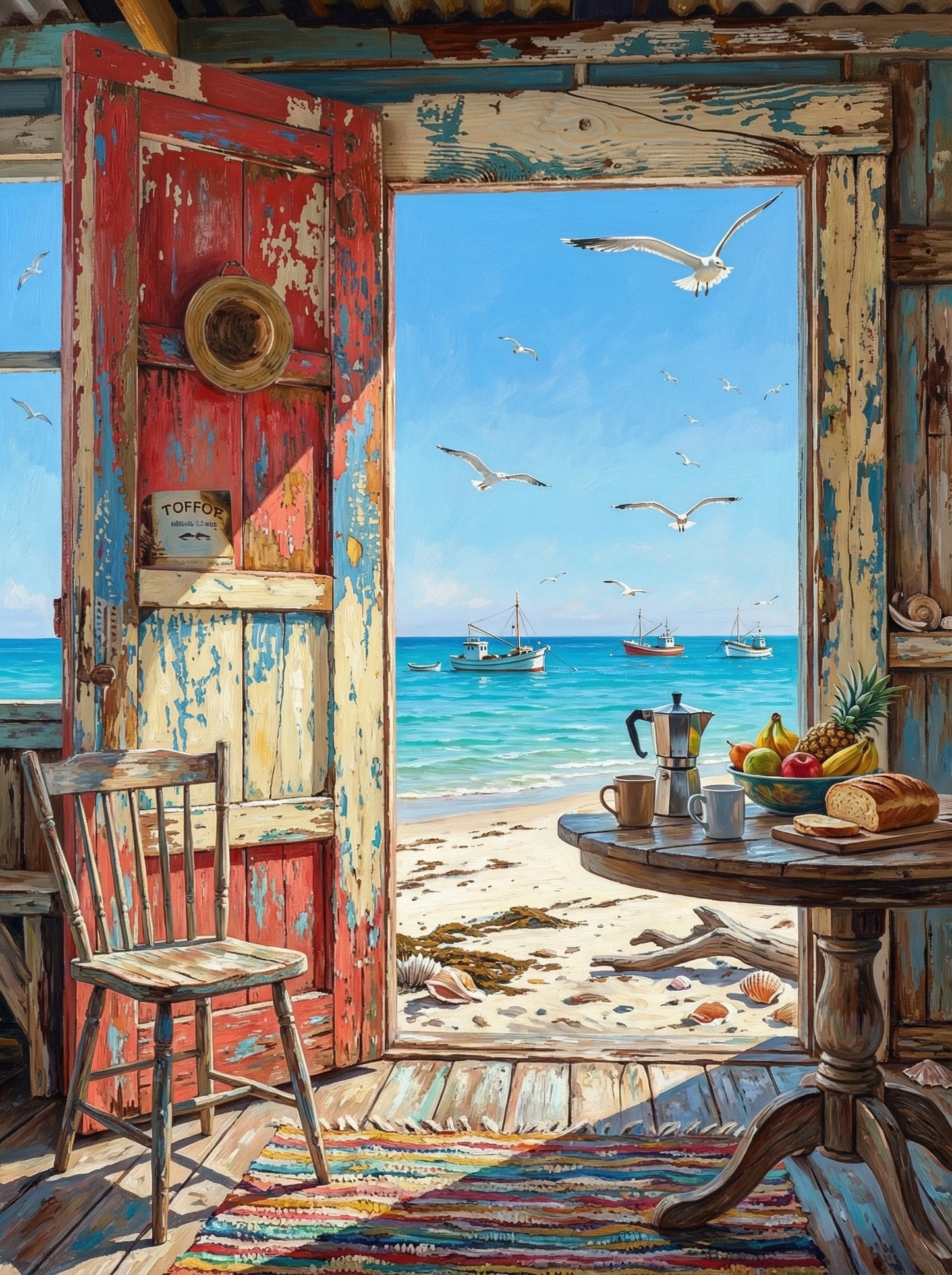 Vintage Door Beach View (100 Color Diamond Painting) Diamond Painting kit
