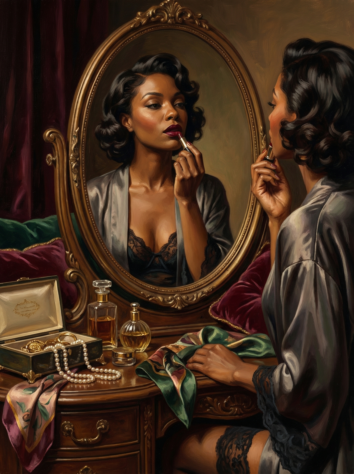 Vintage Lipstick Mirror (Diamond Painting)