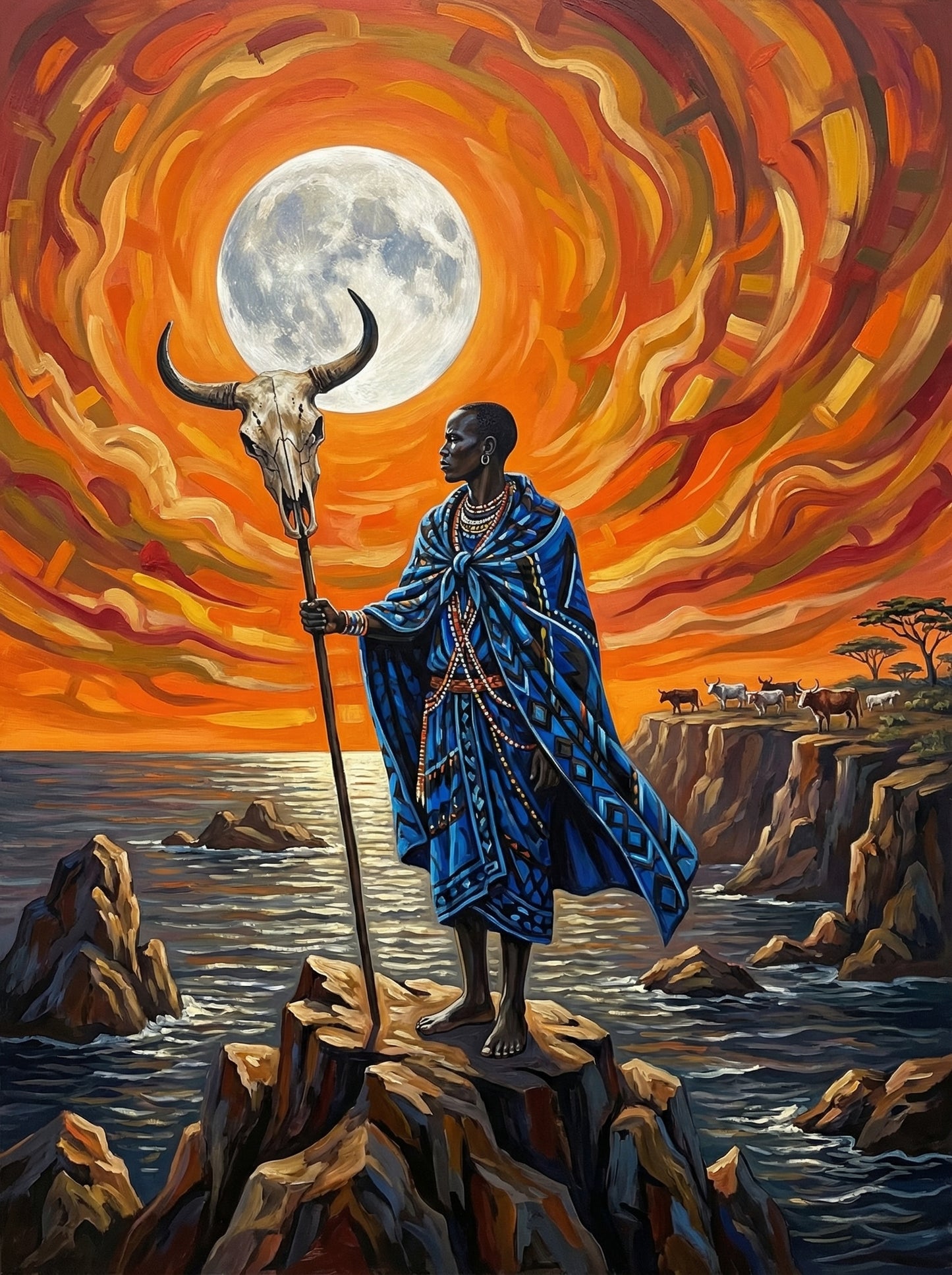 Warrior Skull Staff Moonrise (Diamond Painting) Diamond Painting kit
