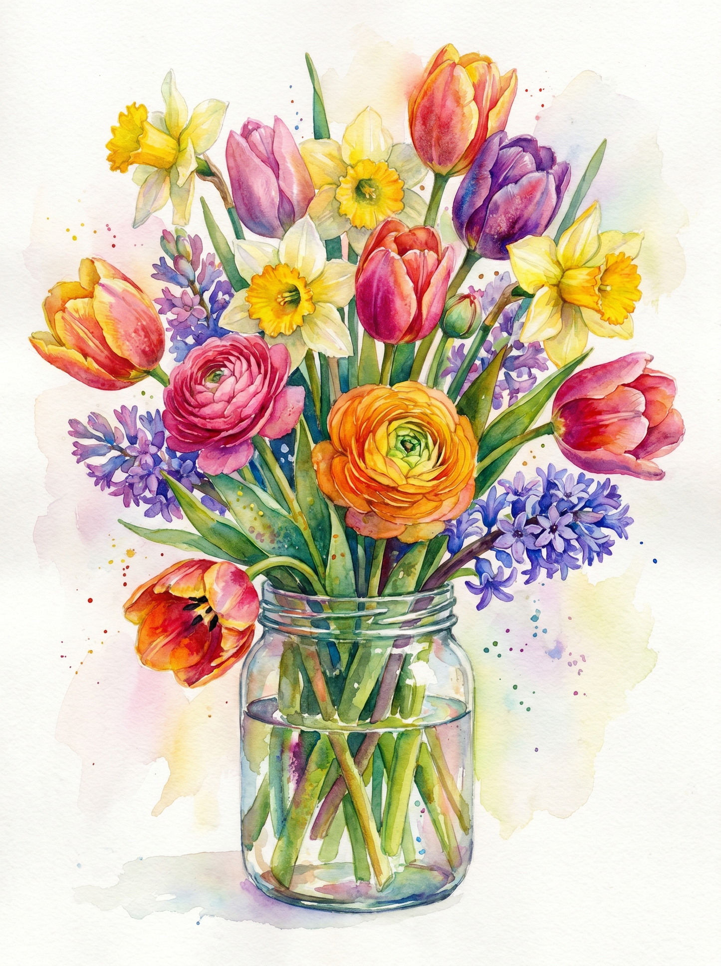 Watercolor Spring Bouquet Jar (Diamond Painting)