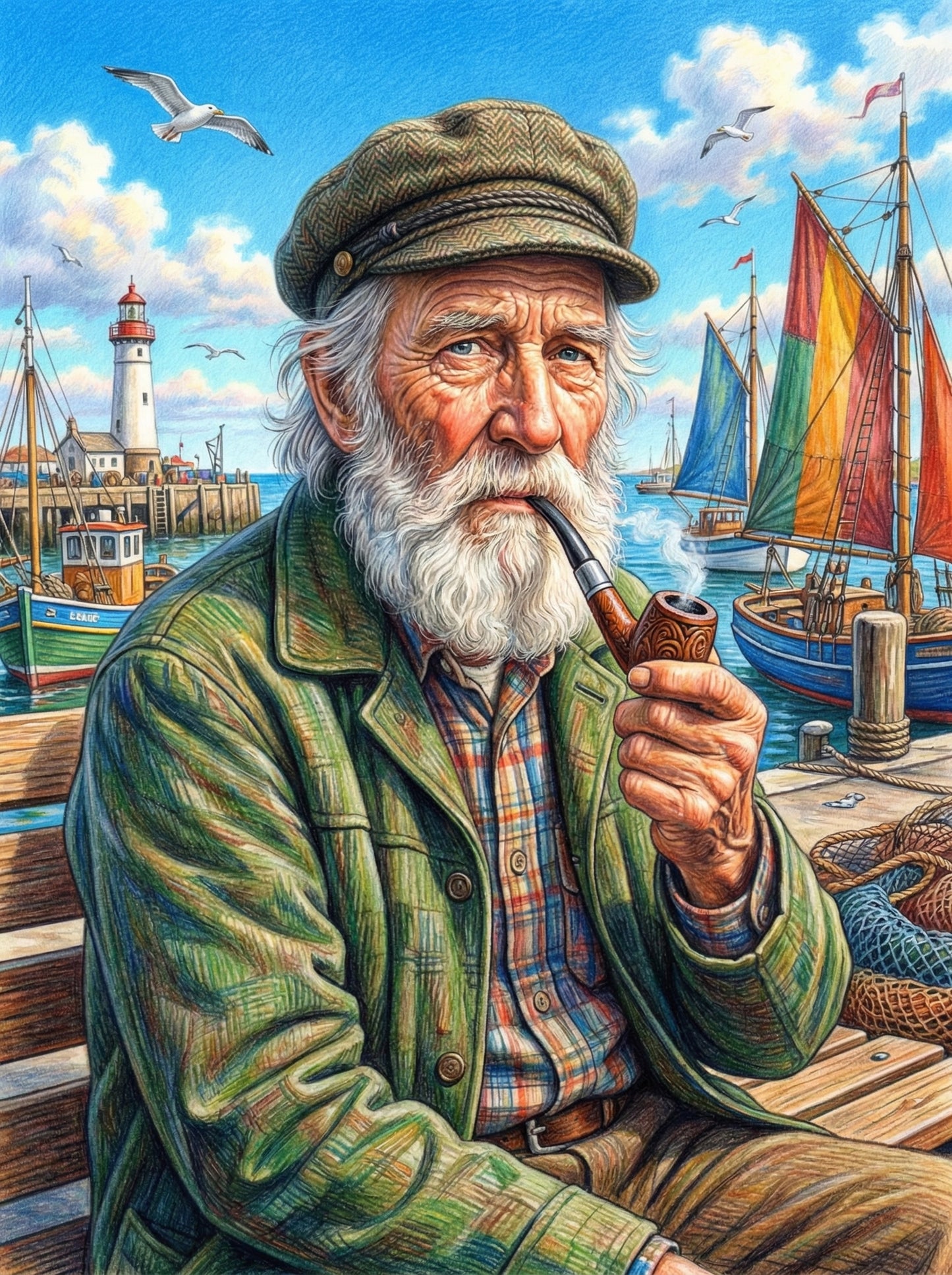 Weathered Seaman Portrait (100 Color Diamond Painting) Diamond Painting kit