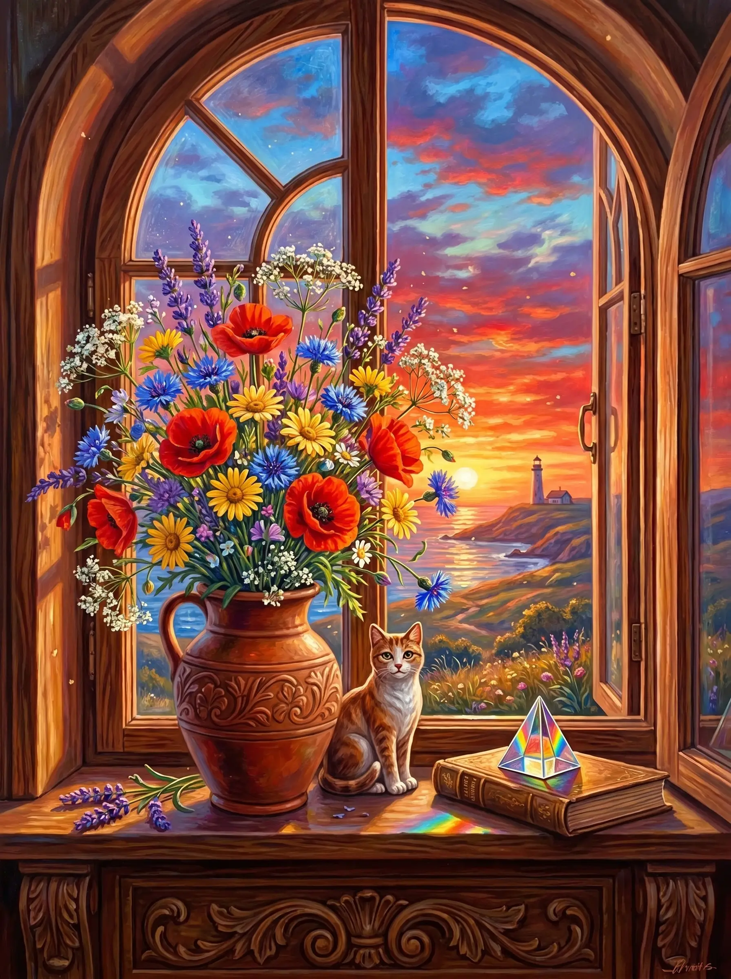 Wildflower Jug Lighthouse (Diamond Painting)