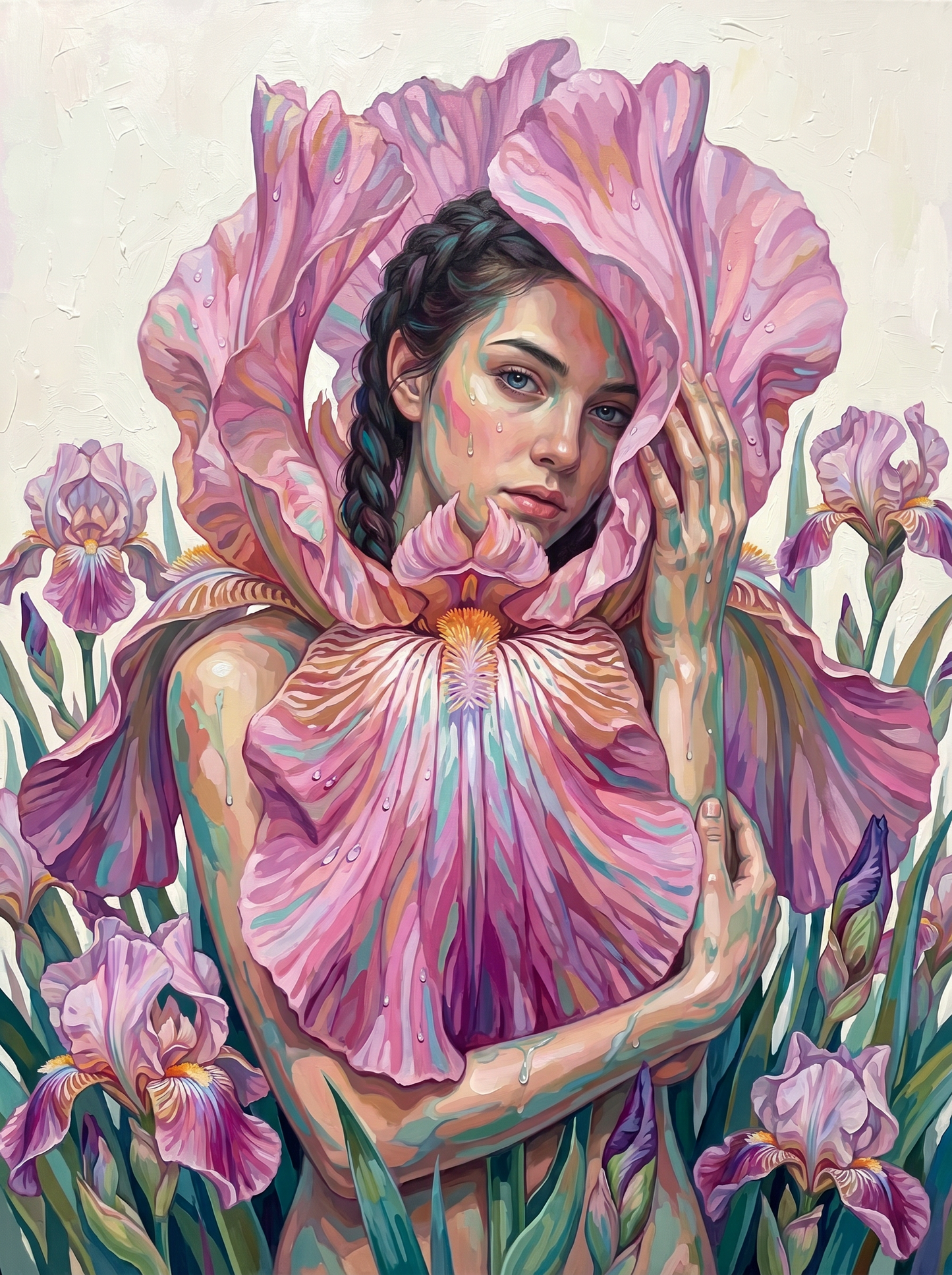 Woman In Iris Bloom (150 Color Diamond Painting)