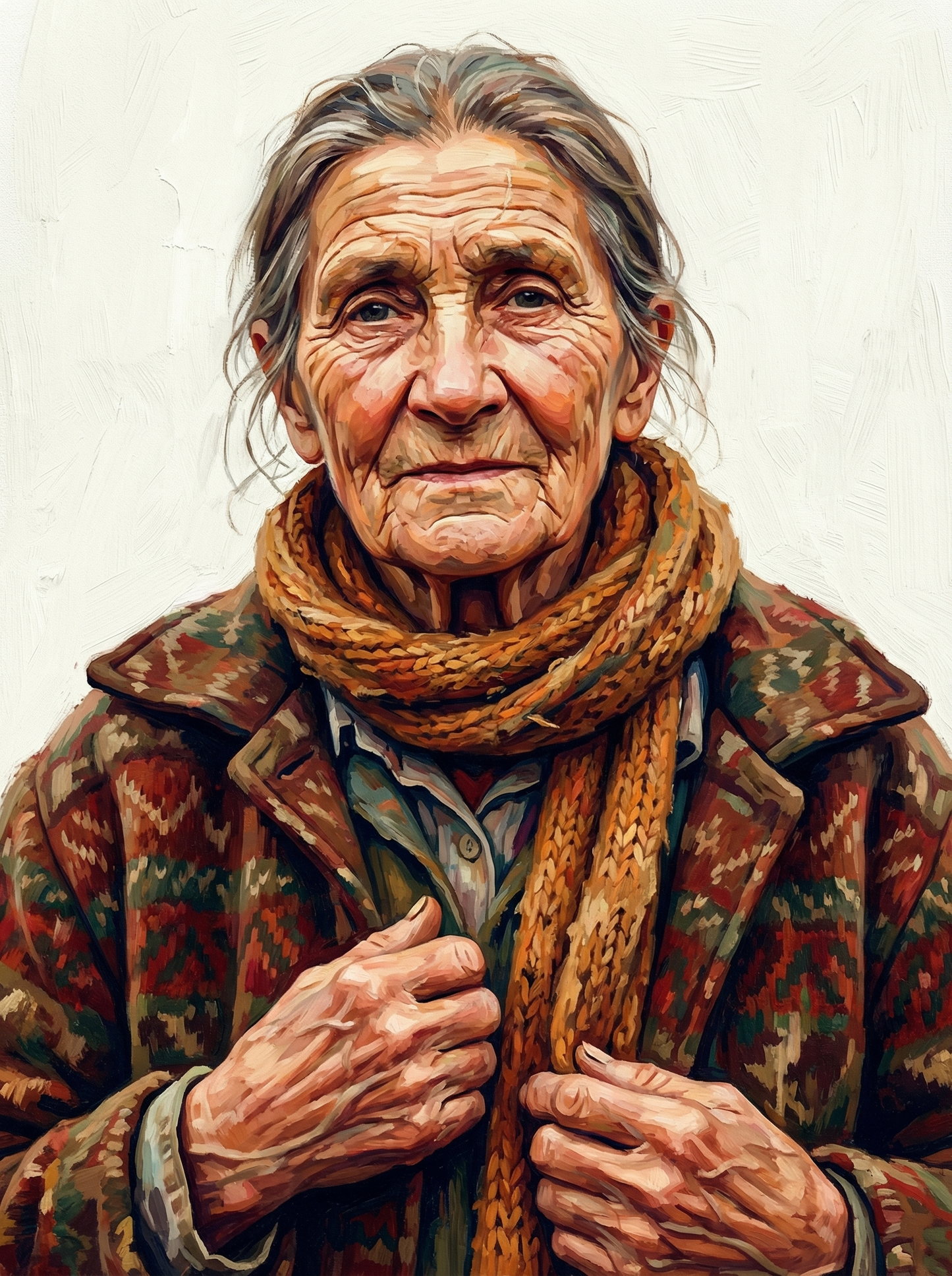 Woman With Autumn Scarf (100 Color Diamond Painting)