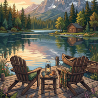Chairs by the Waterfront (Diamond Painting)