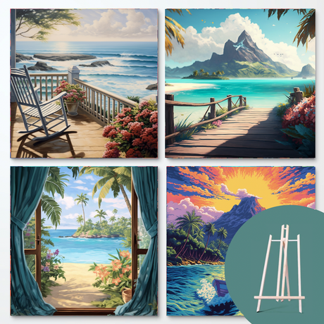 Beach Escape Bundle (4 Designs + Free Easel) People Paint by Numbers kit