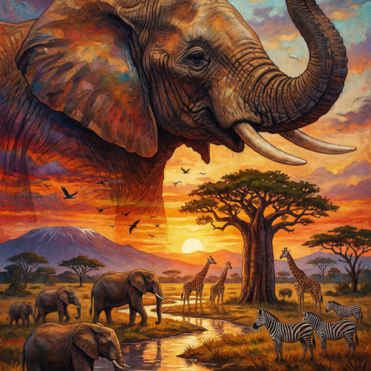 Savanna of Giants (100 Color Diamond Painting)