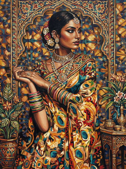 Royal Indian Grace (100 Color Diamond Painting)